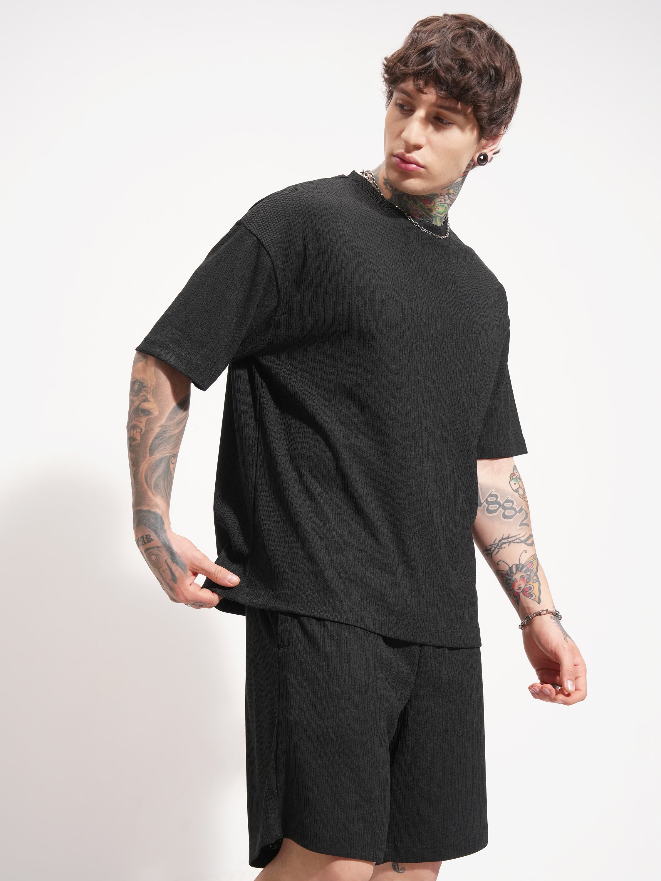 Highlander Men Black T-shirt With Shorts Co-Ords - Black - Image 6