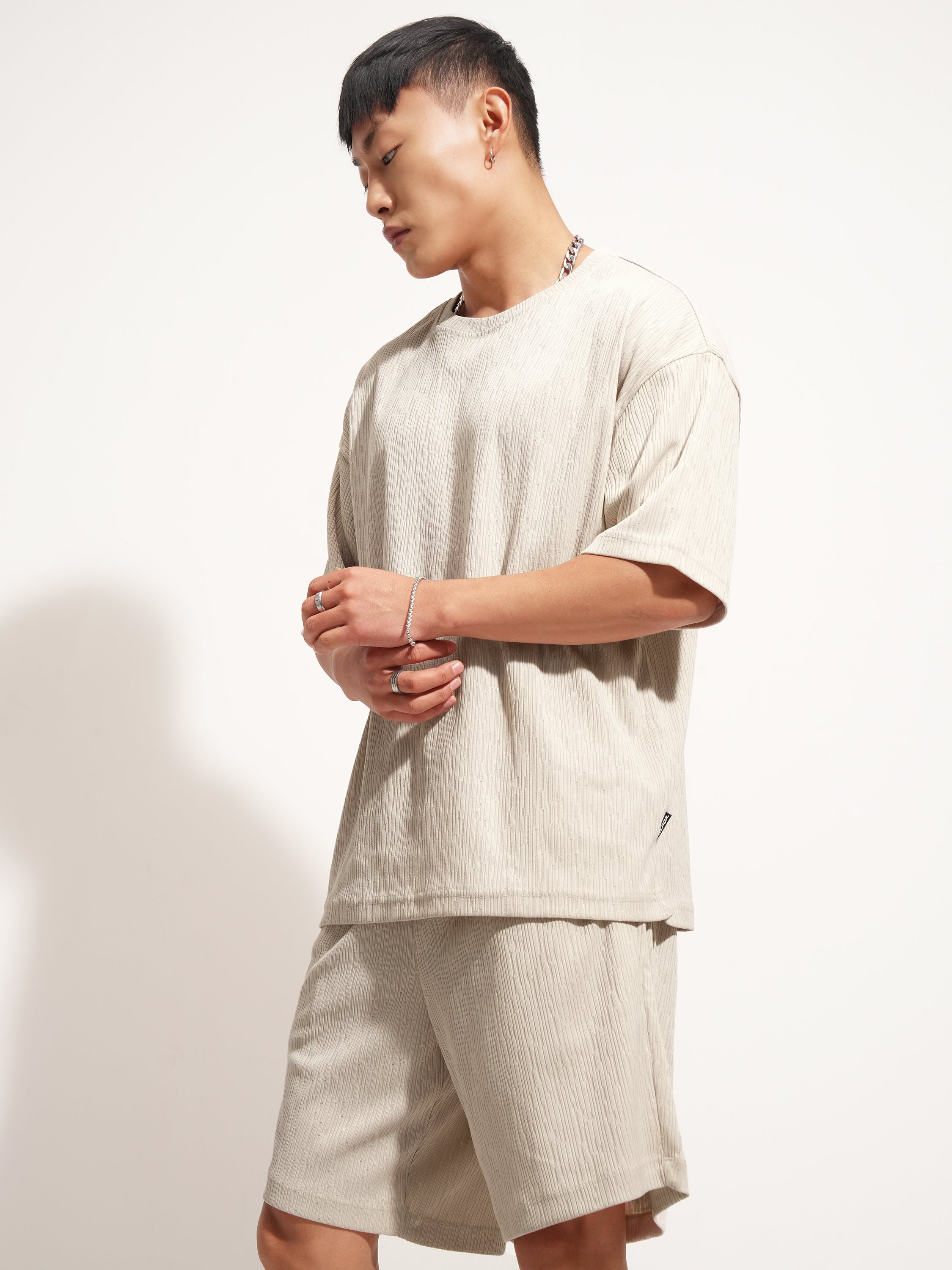 Highlander Men Cream T-Shirt With Shorts Co-Ords - Cream - Image 4