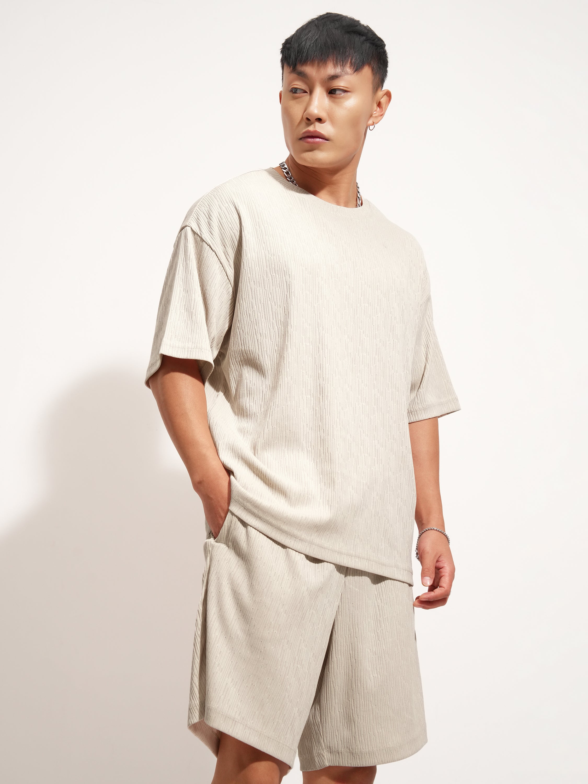 Highlander Men Cream T-Shirt With Shorts Co-Ords - Cream - Image 6