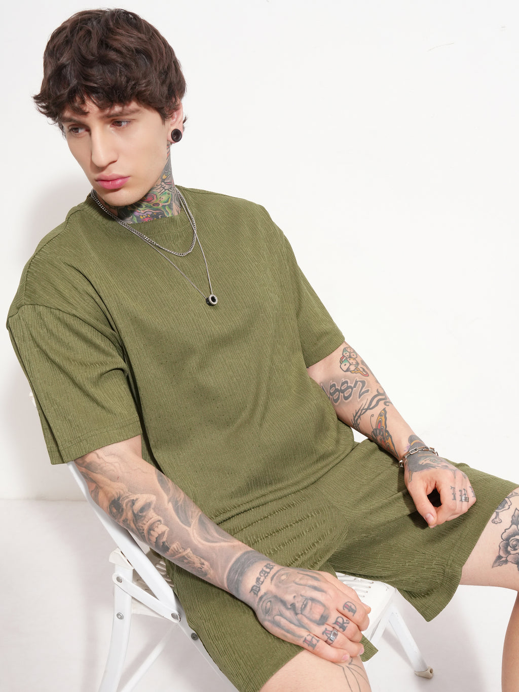 Highlander Men Olive T-shirt With Shorts Co-Ords - Olive - Image 1