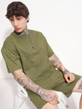 Highlander Men Olive T-shirt With Shorts Co-Ords - Olive - Image 1