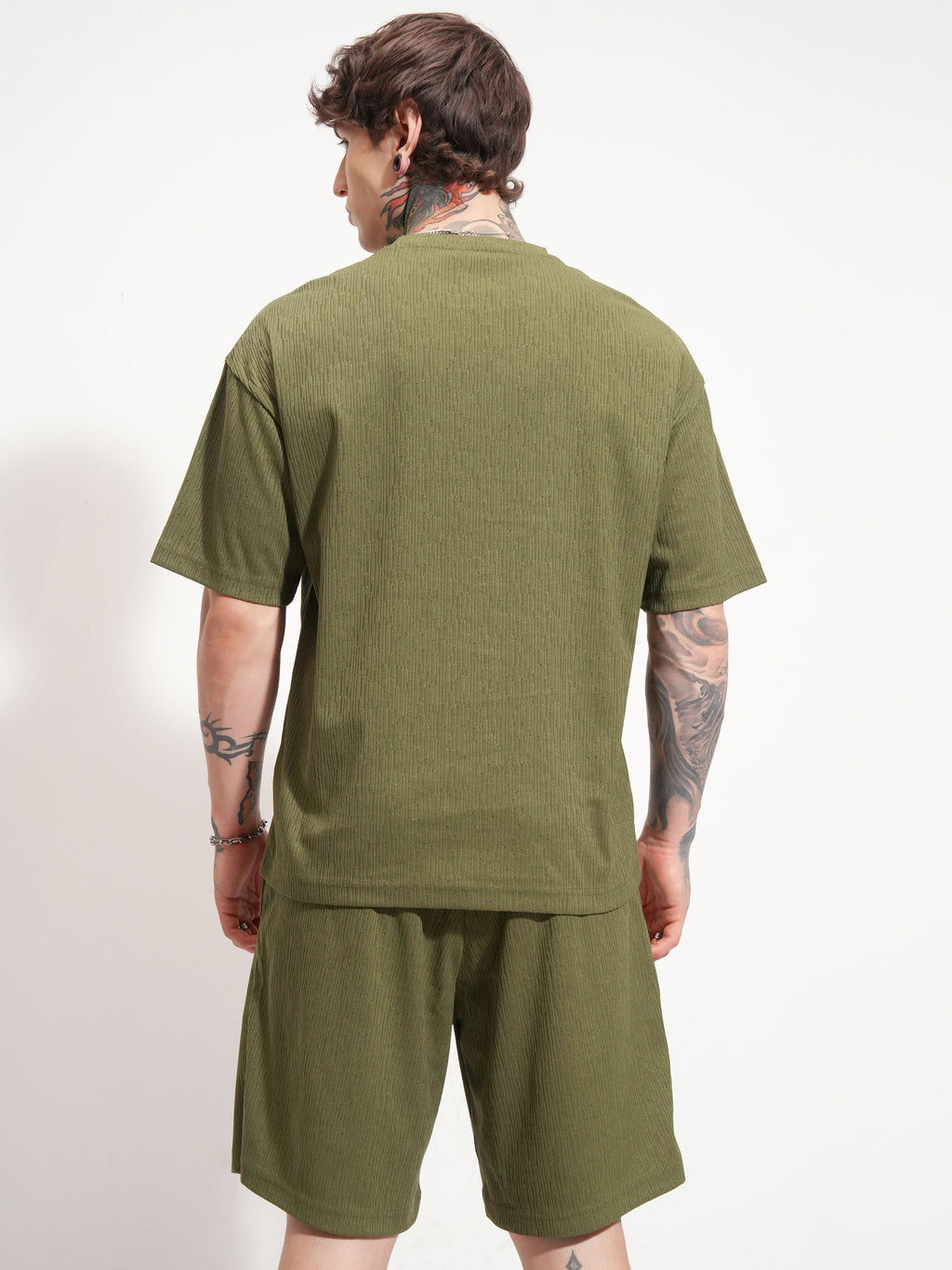 Highlander Men Olive T-shirt With Shorts Co-Ords - Olive - Image 3