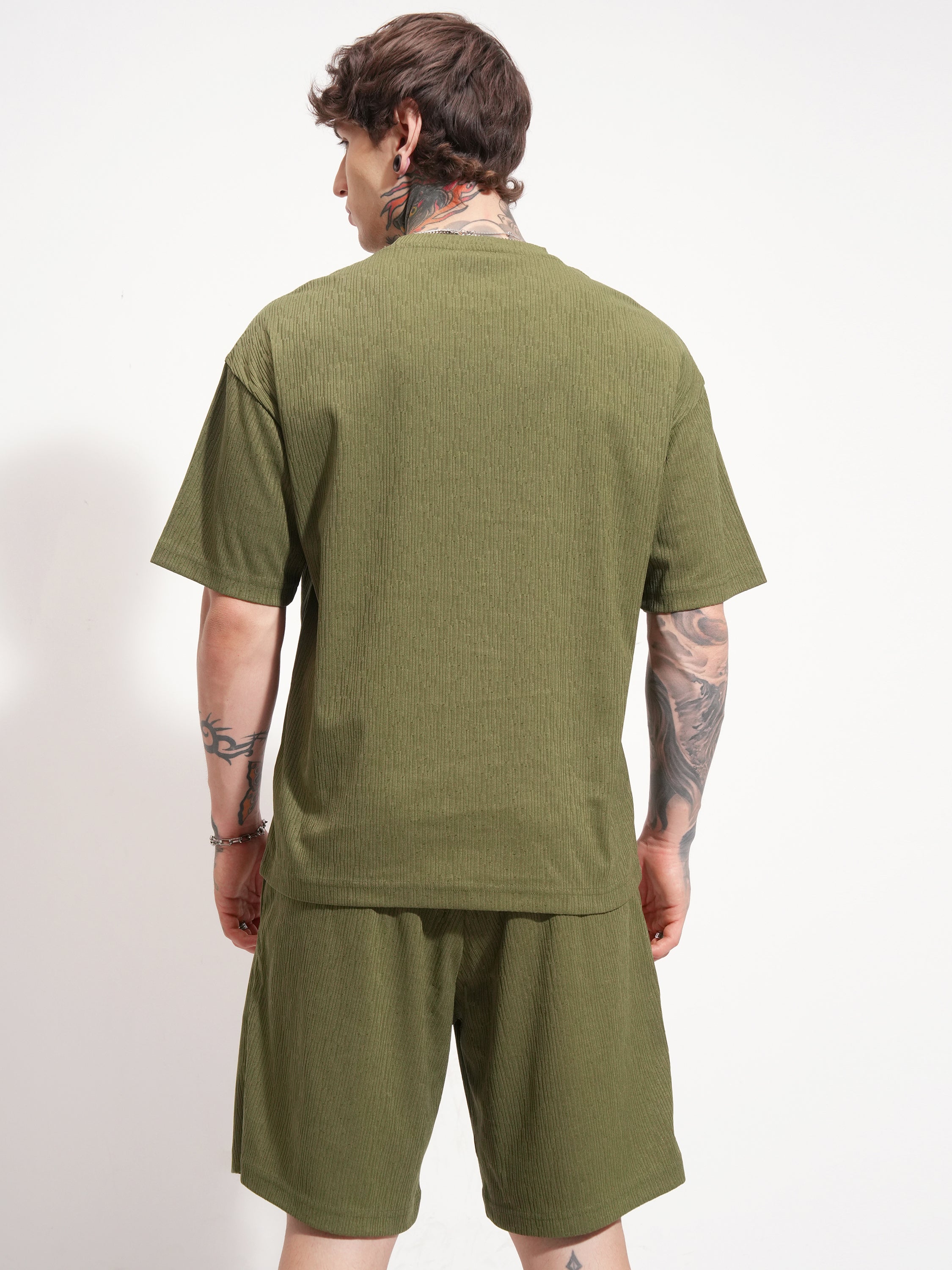 Highlander Men Olive T-shirt With Shorts Co-Ords - Olive - Image 3