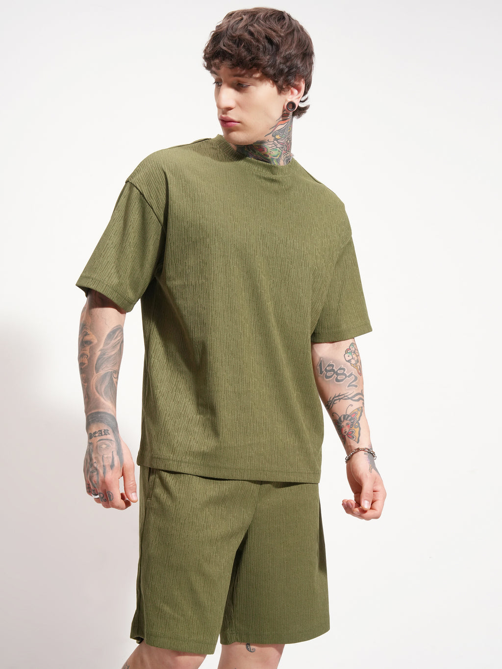 Highlander Men Olive T-shirt With Shorts Co-Ords - Olive - Image 6