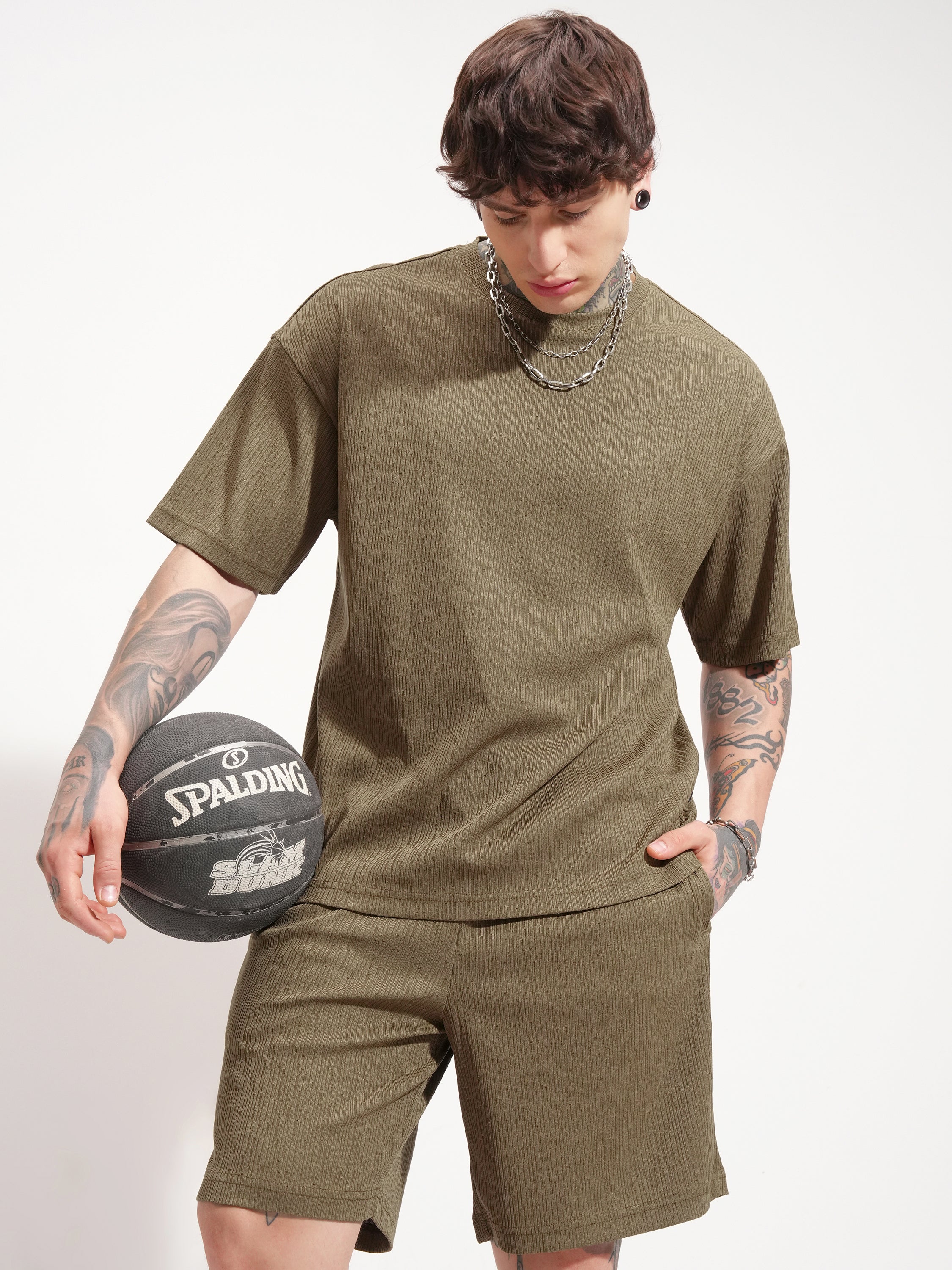 Highlander Men Brown T-shirt With Shorts Co-Ords - Brown - Image 1