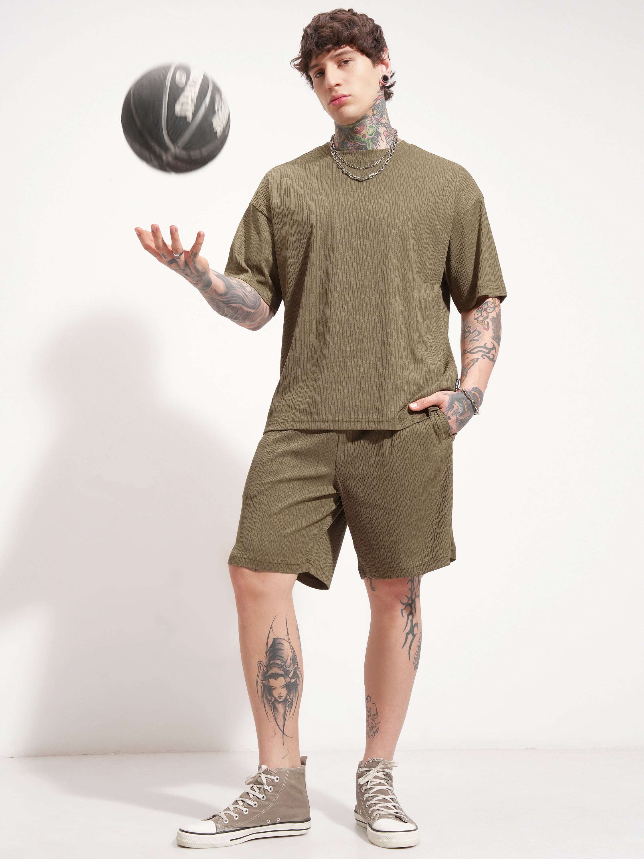 Highlander Men Brown T-shirt With Shorts Co-Ords - Brown - Image 2