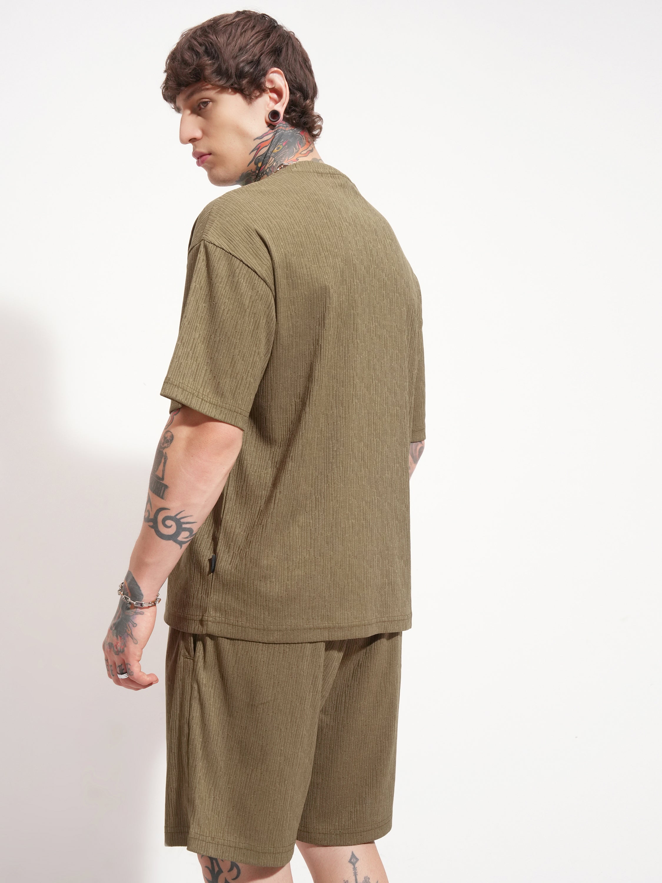 Highlander Men Brown T-shirt With Shorts Co-Ords - Brown - Image 3