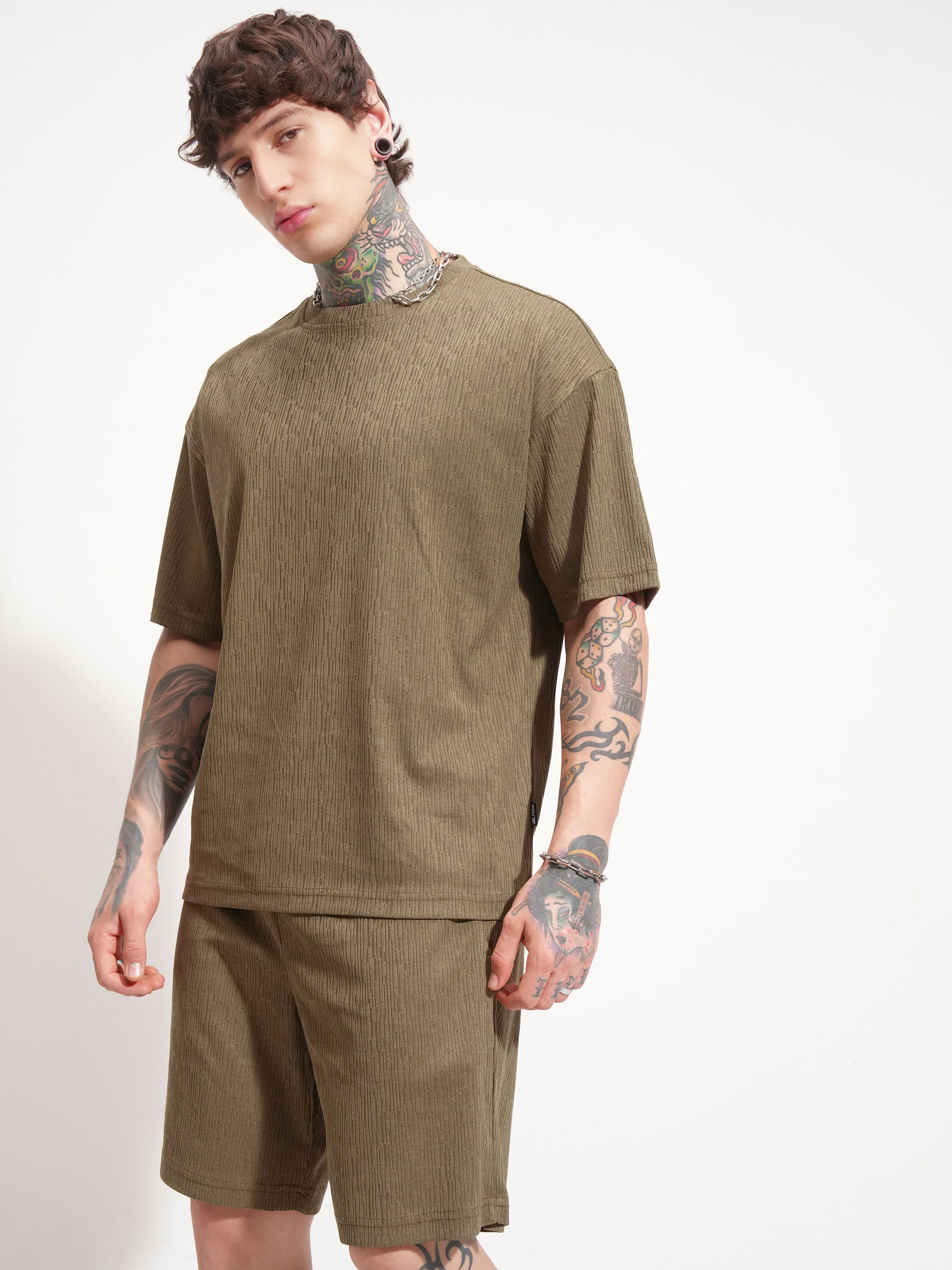 Highlander Men Brown T-shirt With Shorts Co-Ords - Brown - Image 4