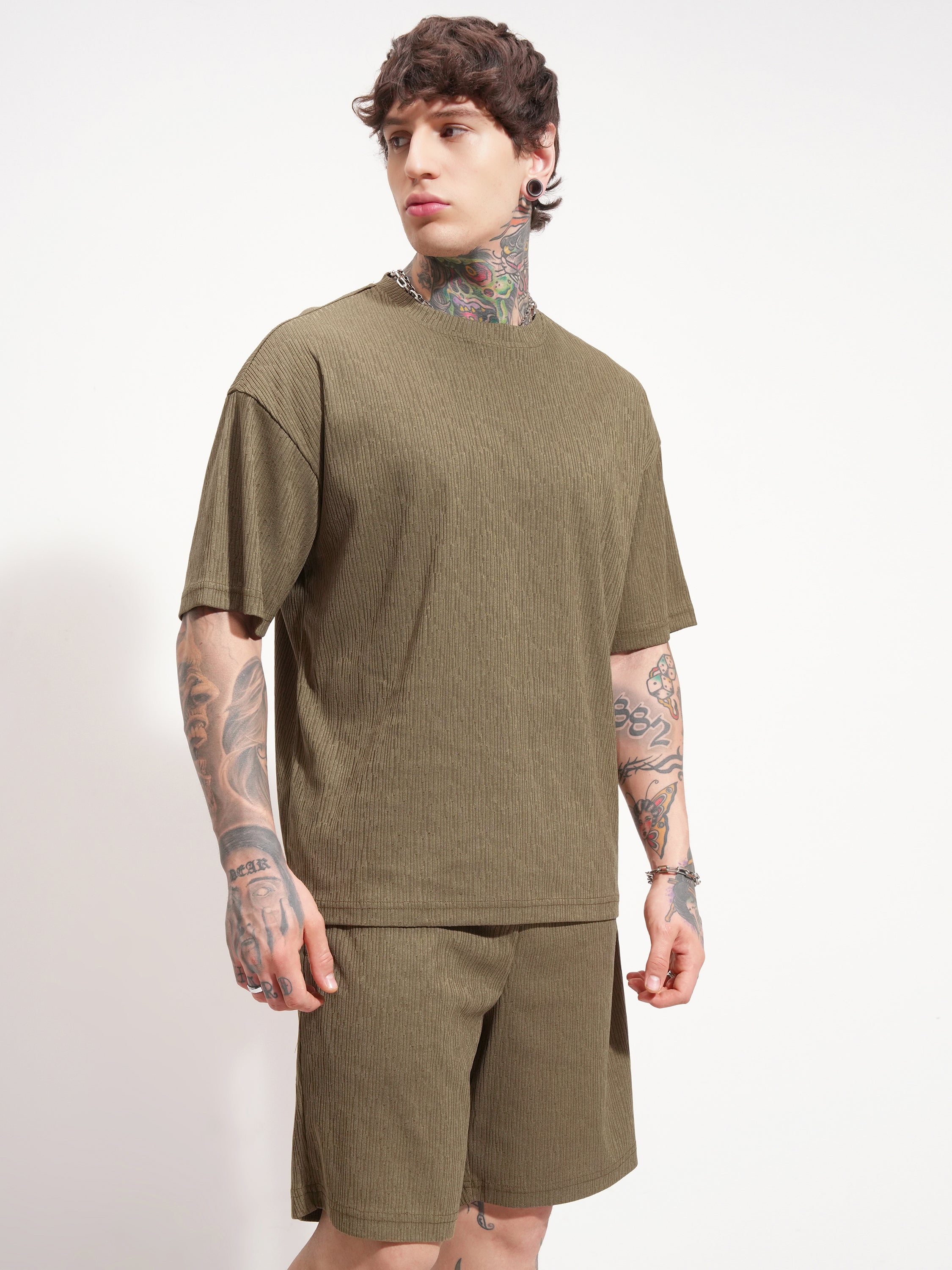 Highlander Men Brown T-shirt With Shorts Co-Ords - Brown - Image 6