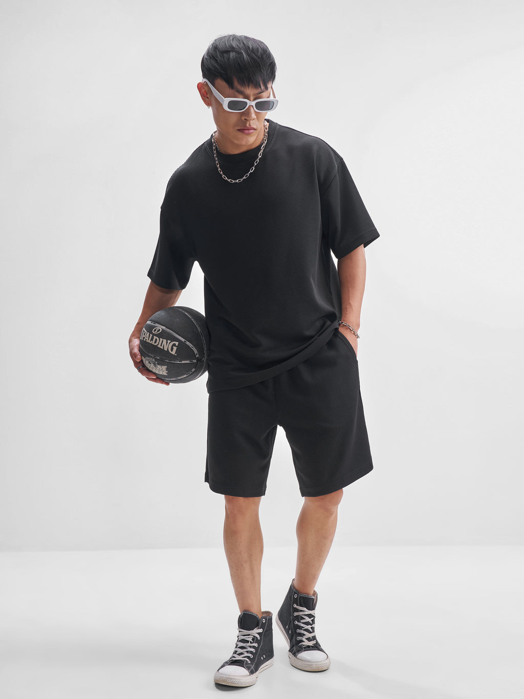 Highlander Men Black T-Shirt With Shorts Co-Ords - Black - Image 2