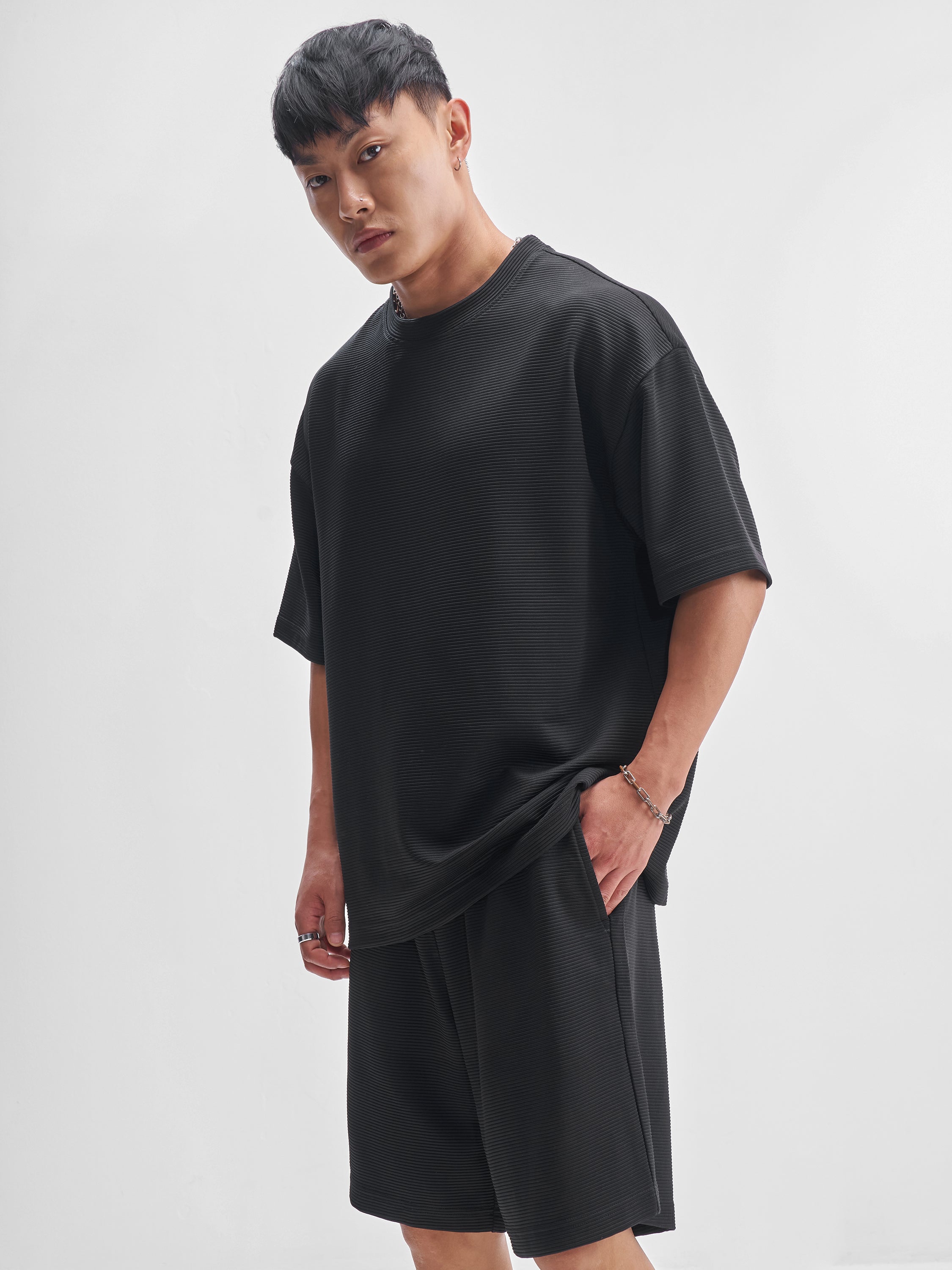 Highlander Men Black T-Shirt With Shorts Co-Ords - Black - Image 4