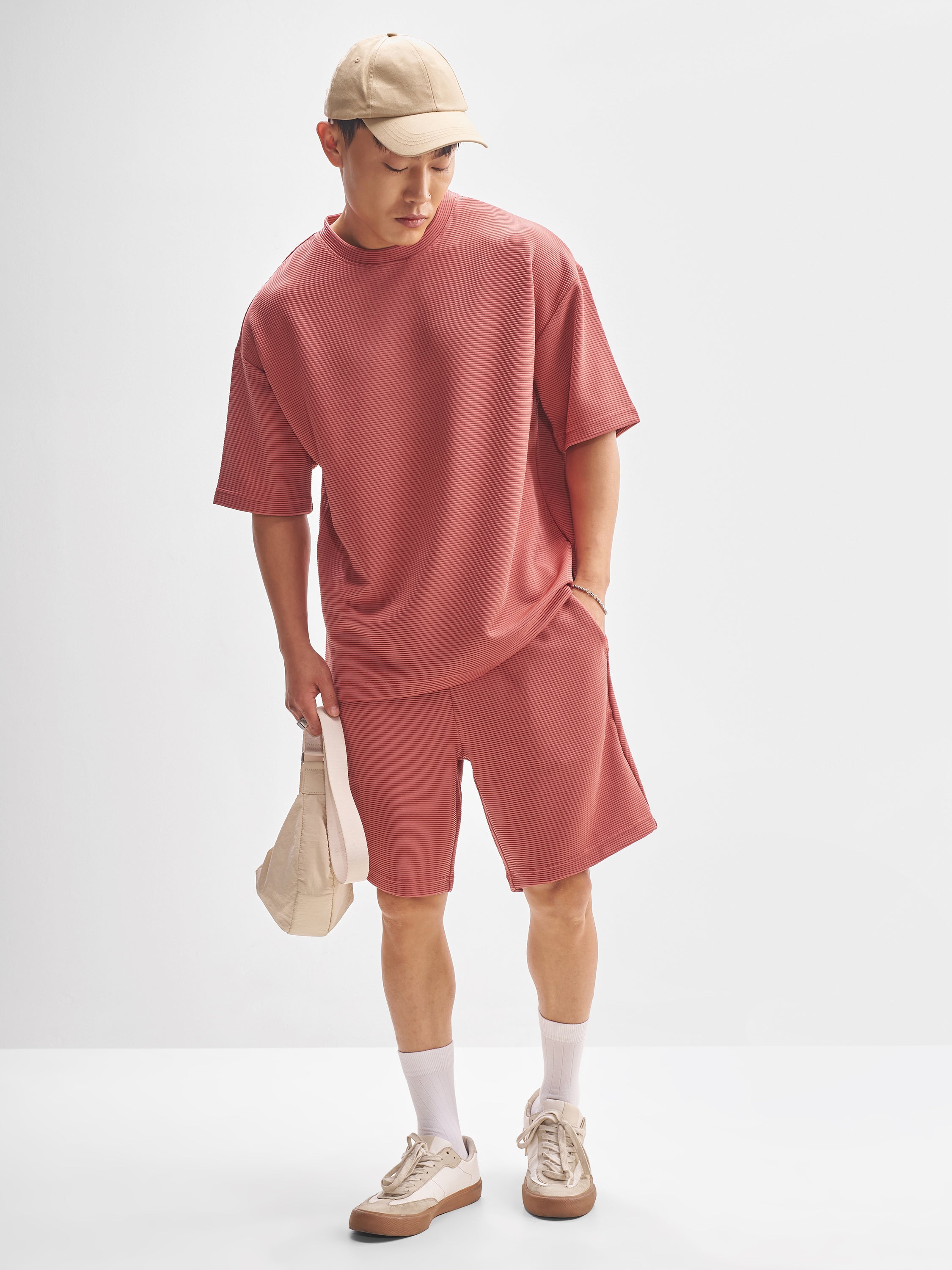 Highlander Men Peach T-shirt With Shorts Co-Ords - Peach - Image 2