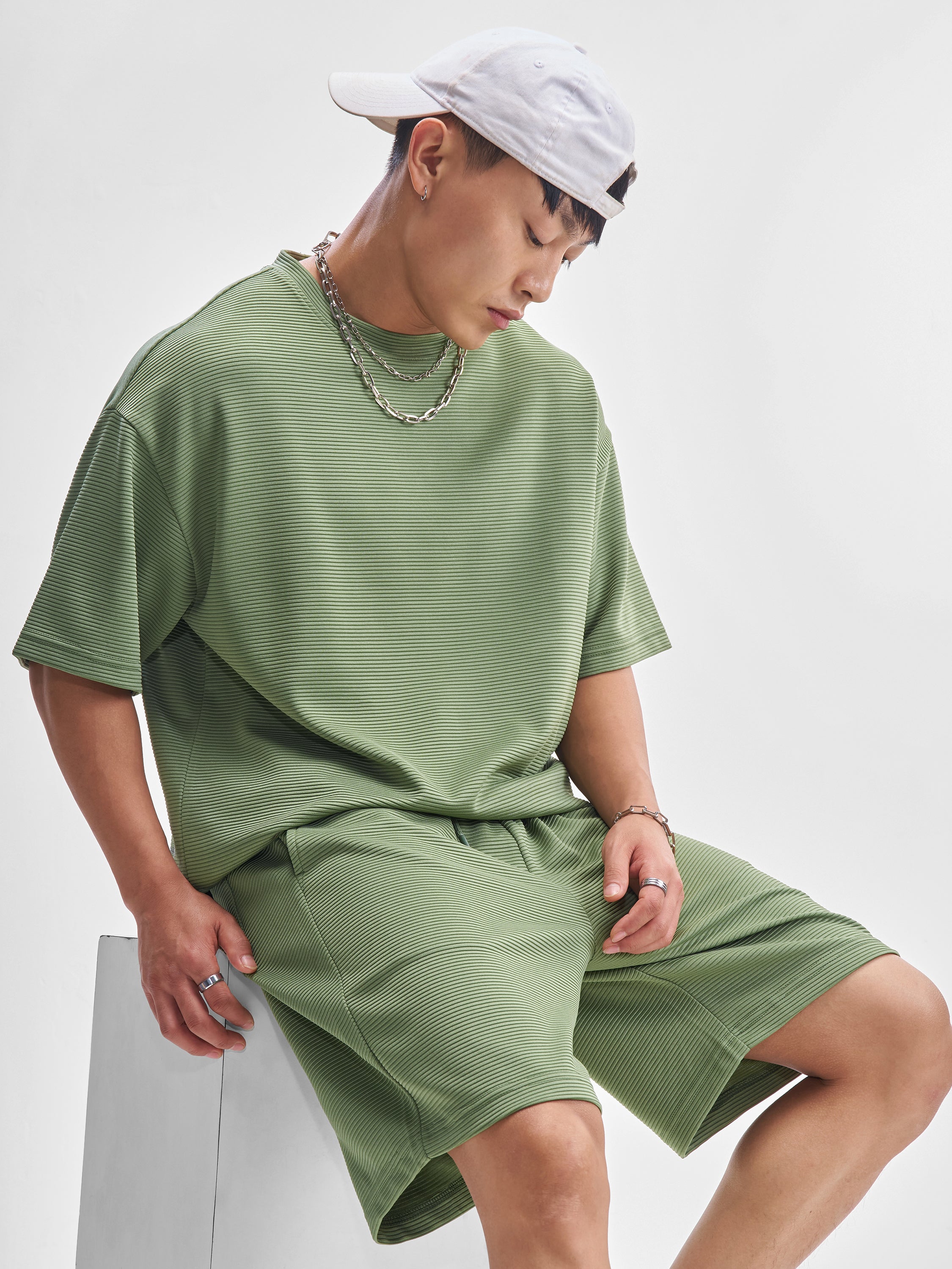 Highlander Men Olive T-Shirt With Shorts Co-Ords - Olive - Image 1