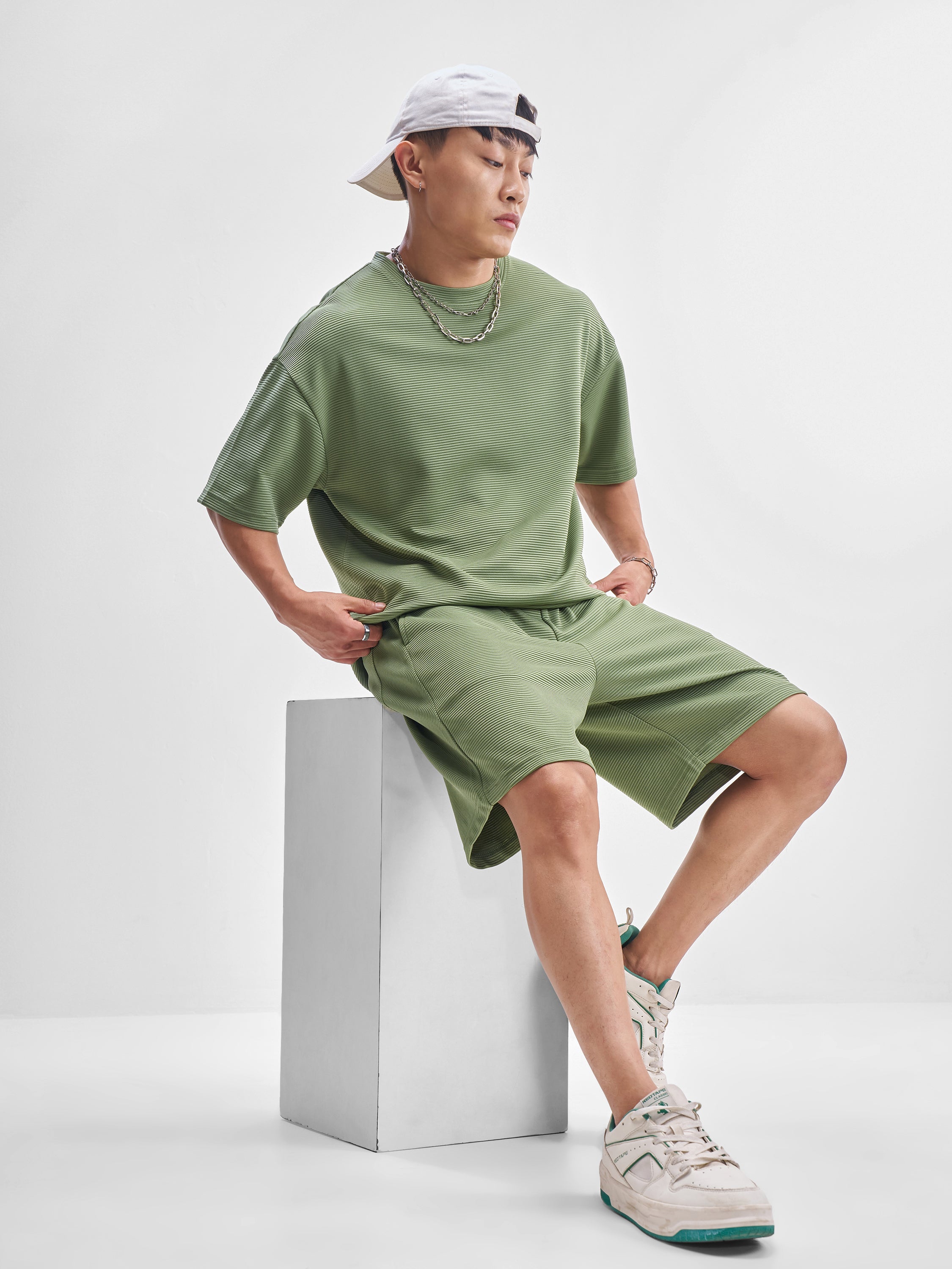 Highlander Men Olive T-Shirt With Shorts Co-Ords - Olive - Image 2