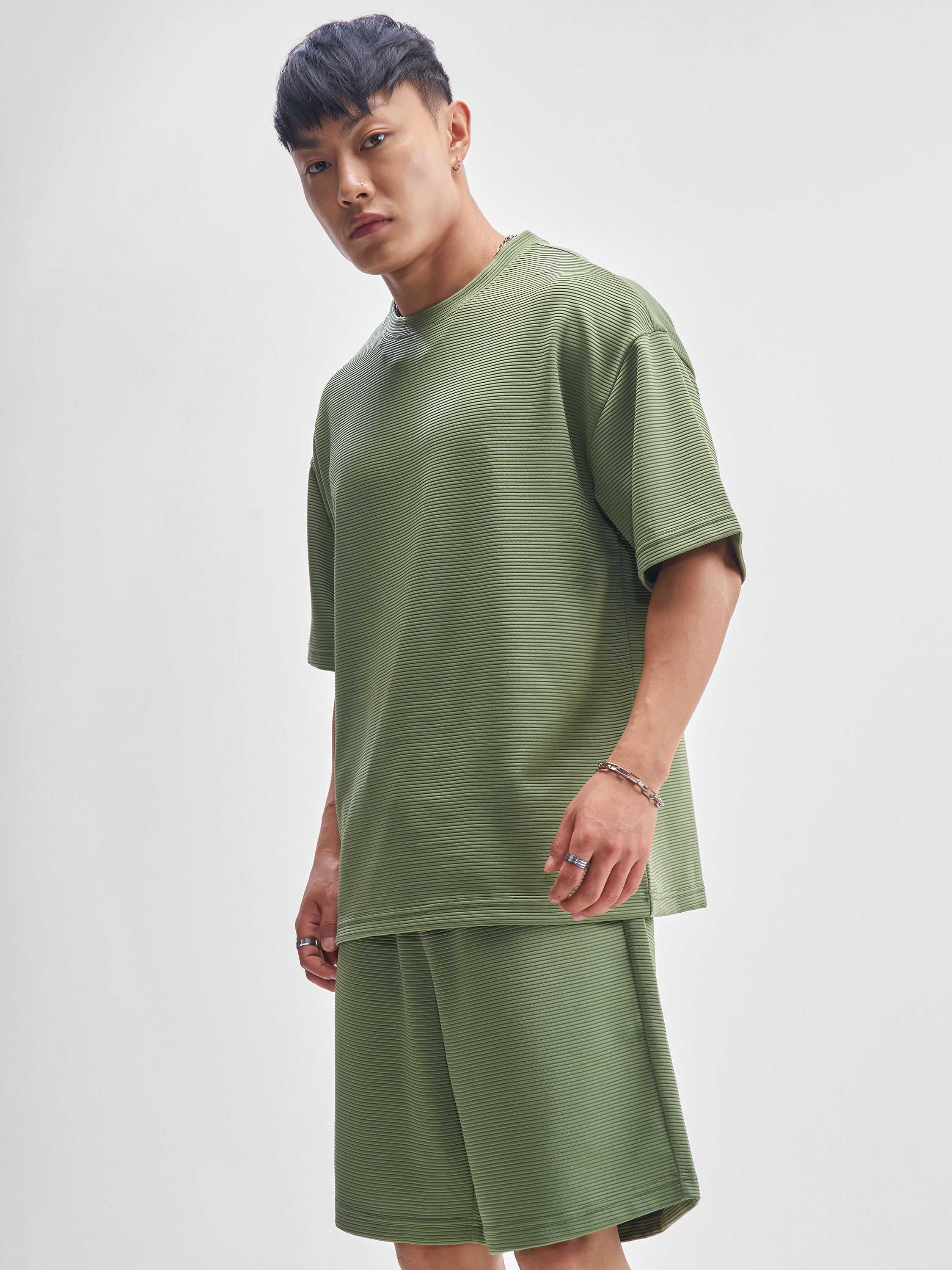 Highlander Men Olive T-Shirt With Shorts Co-Ords - Olive - Image 4