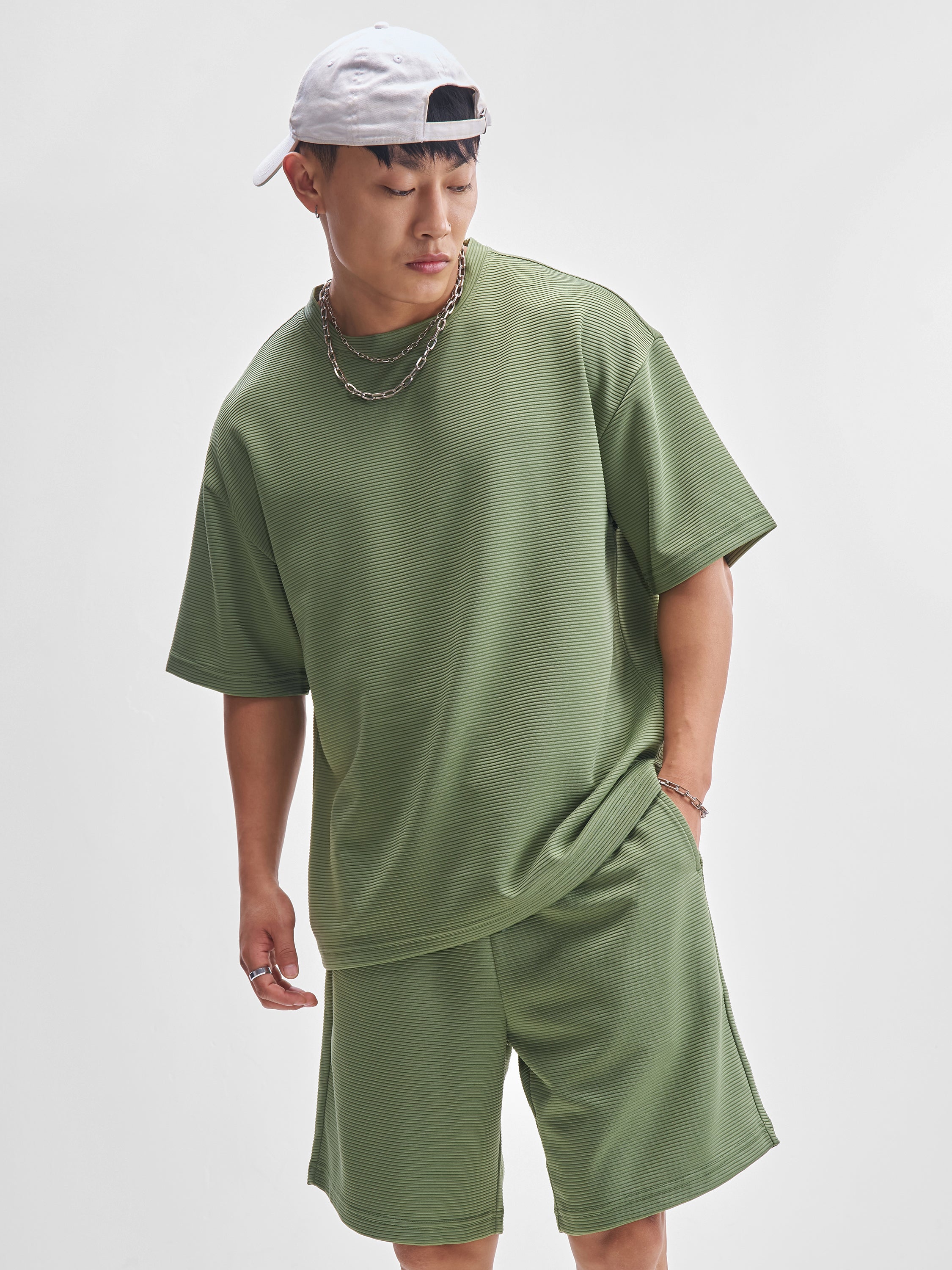 Highlander Men Olive T-Shirt With Shorts Co-Ords - Olive - Image 6