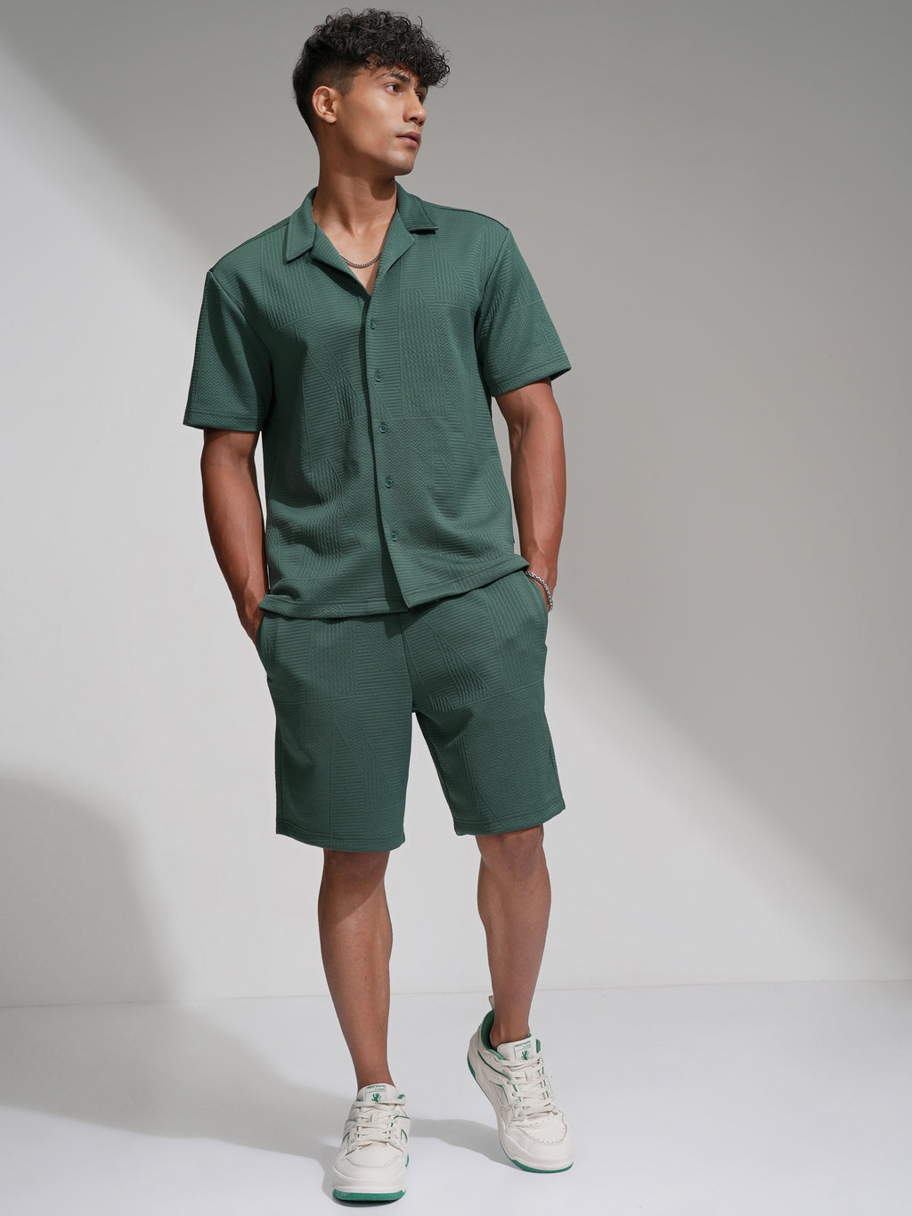 Highlander Men Teal Shirt With Shorts Co-Ords - Teal - Image 2