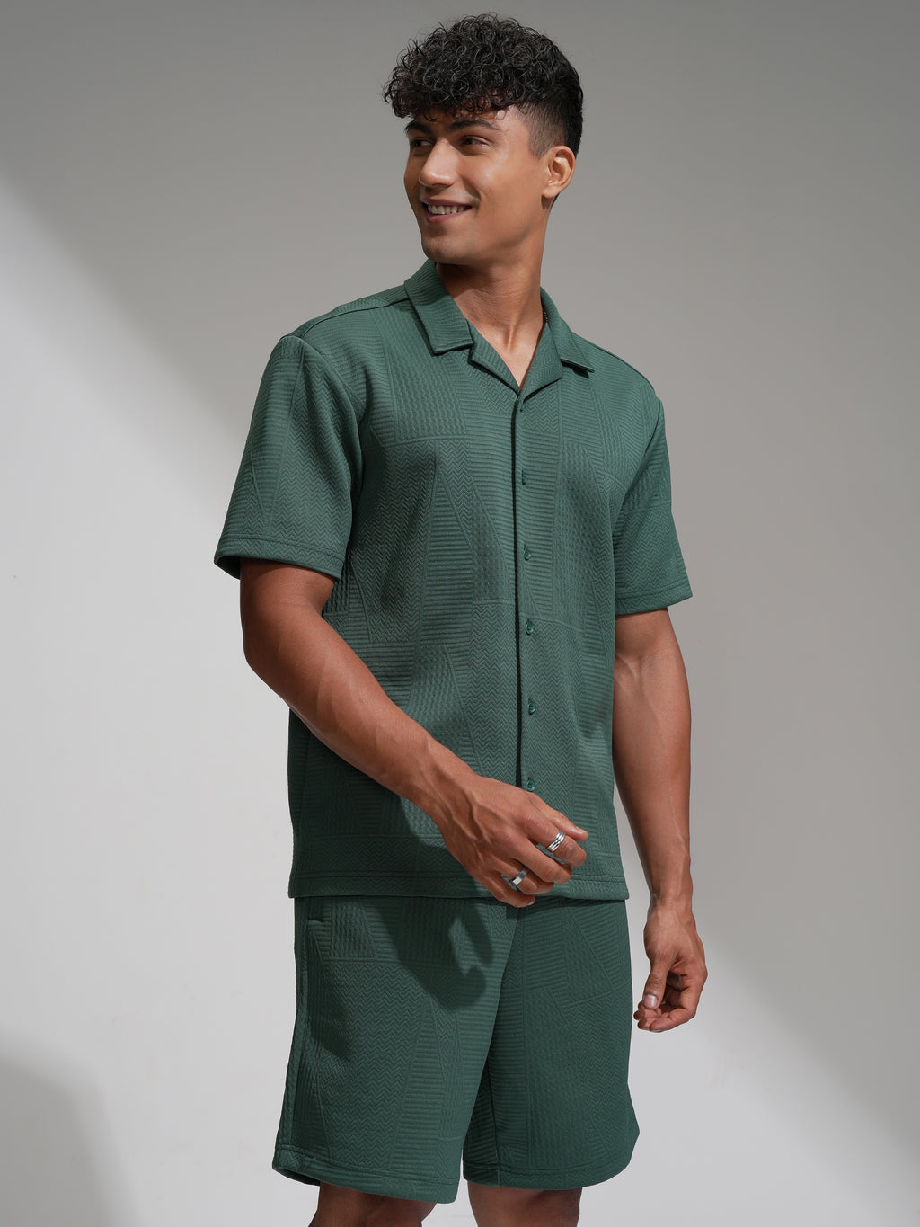 Highlander Men Teal Shirt With Shorts Co-Ords - Teal - Image 6