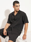 Highlander Men Black Shirt With Shorts Co-Ords - Black - Image 1