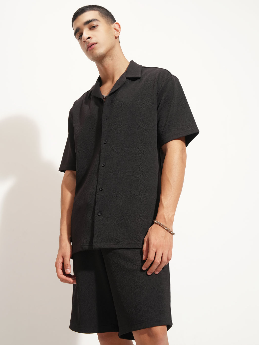 Highlander Men Black Shirt With Shorts Co-Ords - Black - Image 4