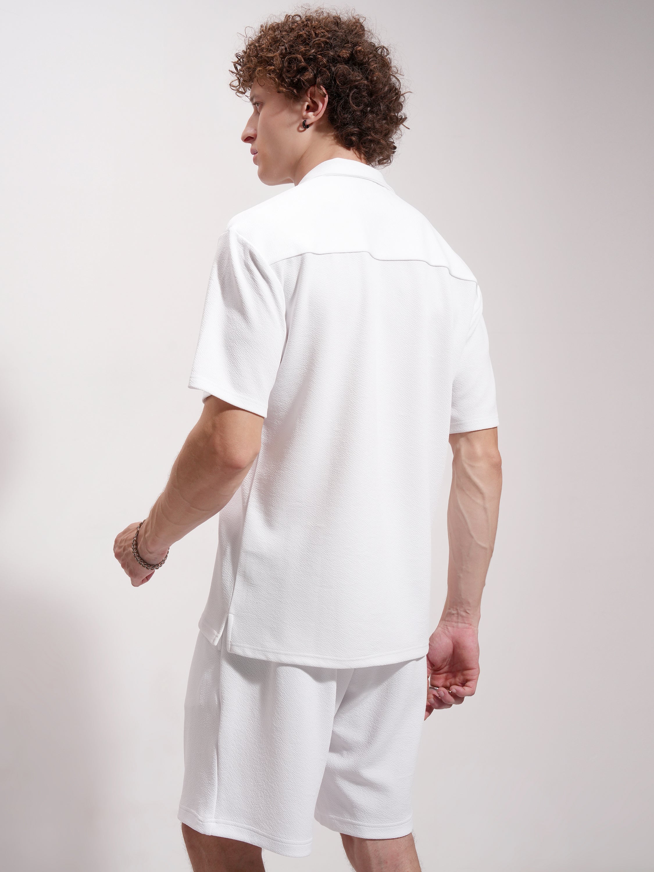 Highlander Men White Shirt With Shorts Co-Ords - White - Image 3