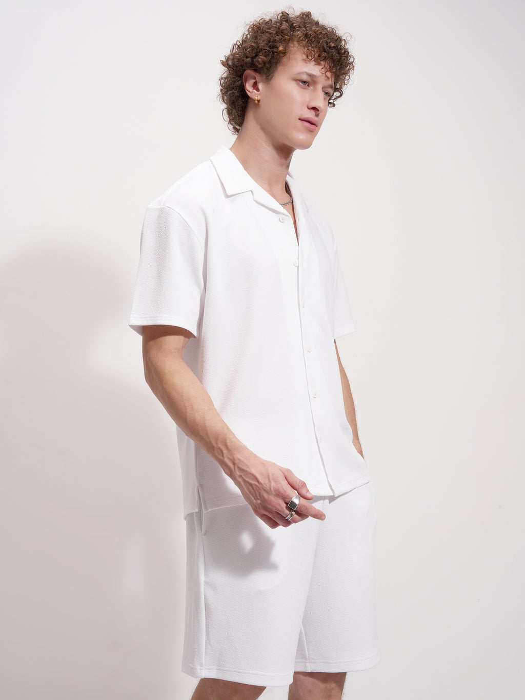 Highlander Men White Shirt With Shorts Co-Ords - White - Image 6