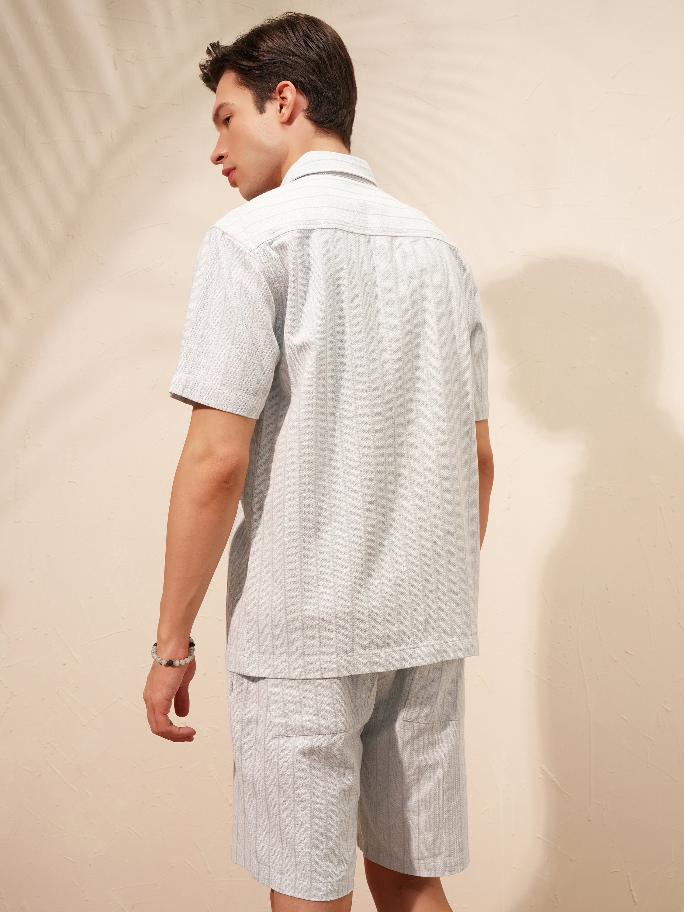 Highlander Men Grey Shirt With Shorts Co-Ords - Grey - Image 3