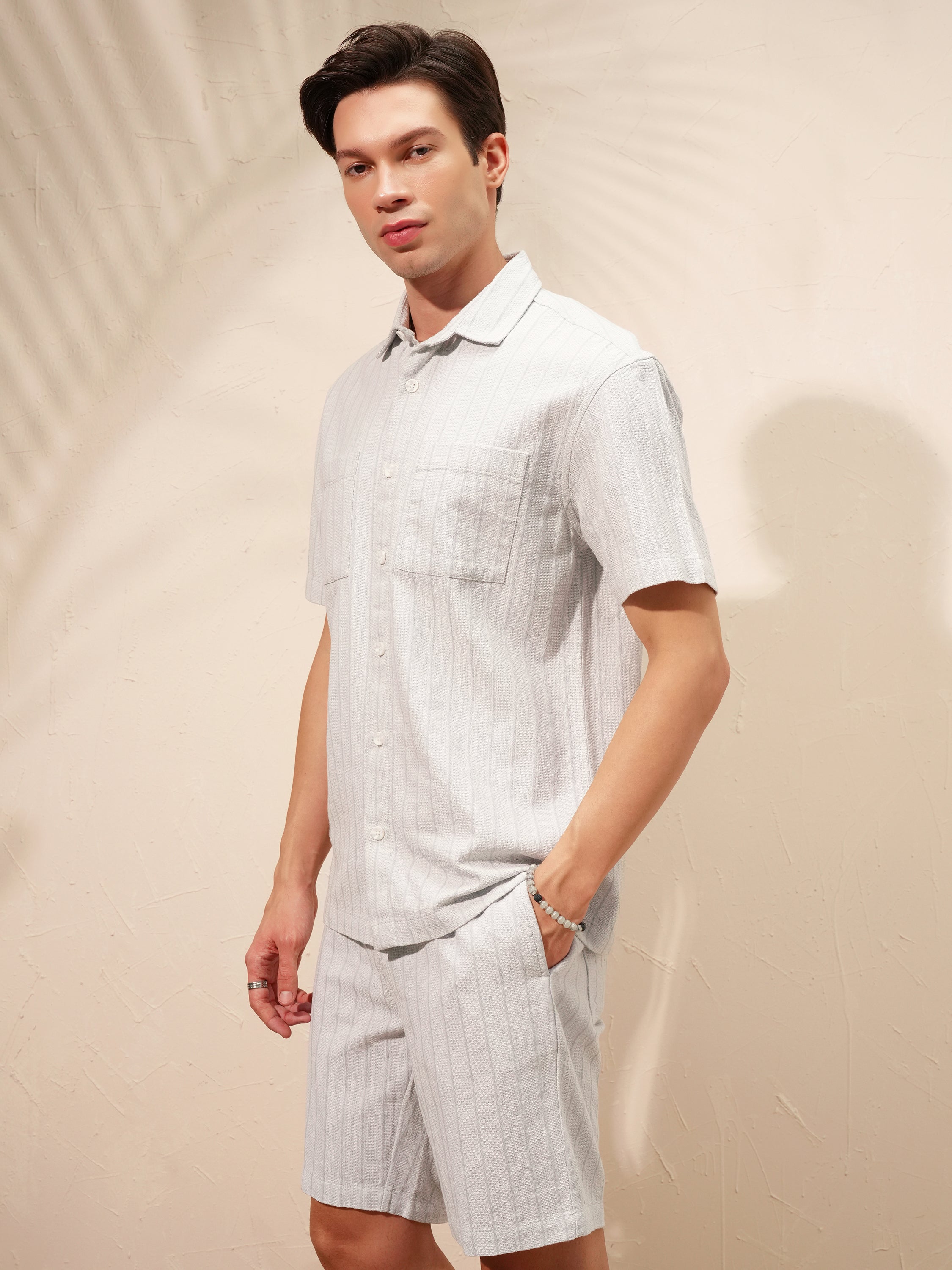 Highlander Men Grey Shirt With Shorts Co-Ords - Grey - Image 4
