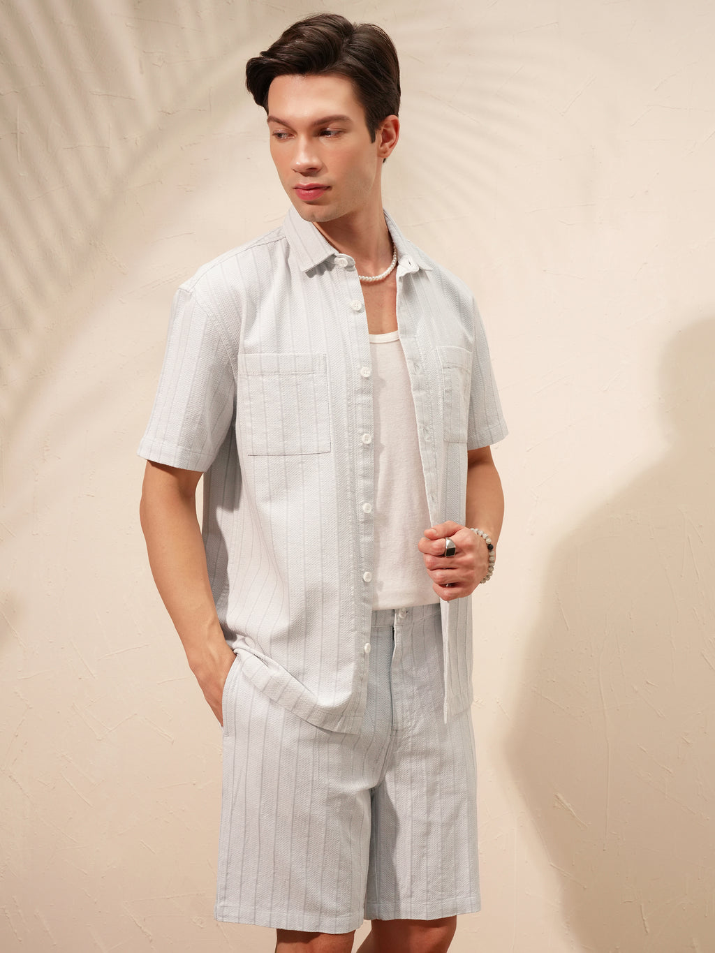 Highlander Men Grey Shirt With Shorts Co-Ords - Grey - Image 6