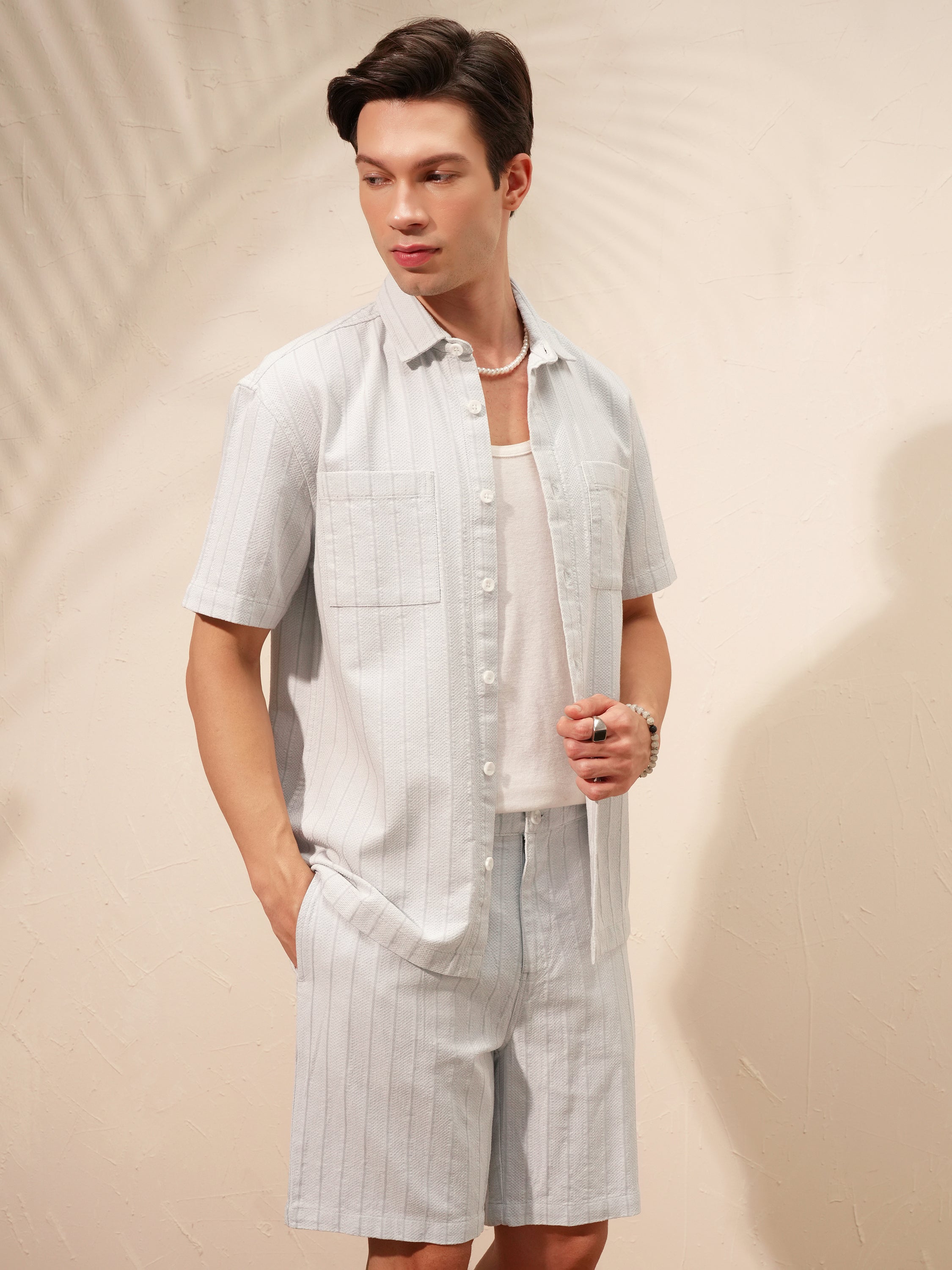 Highlander Men Grey Shirt With Shorts Co-Ords - Grey - Image 6
