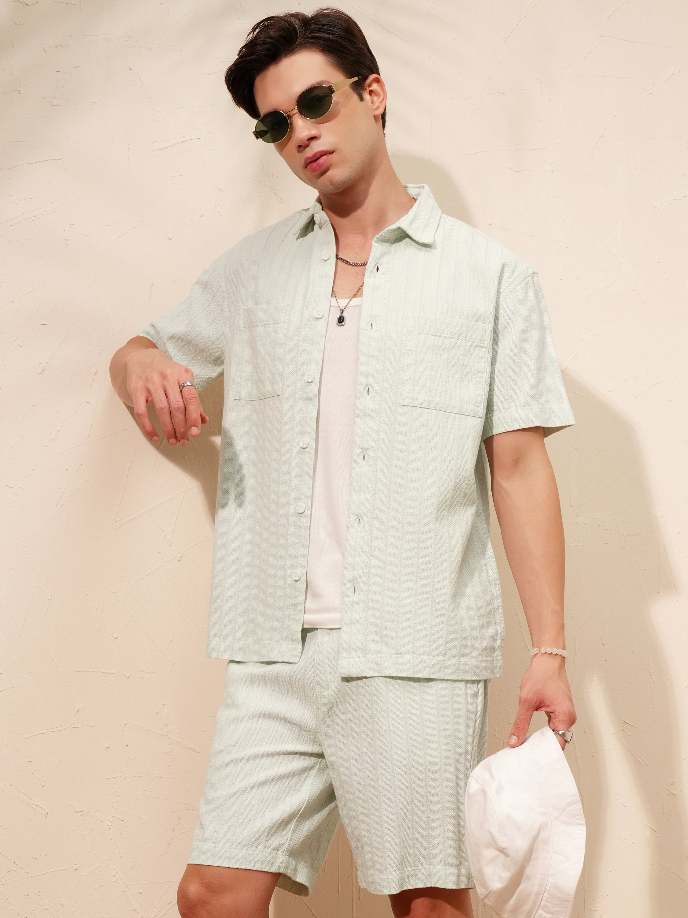 Highlander Men Green Shirt With Shorts Co-Ords - Green - Image 1