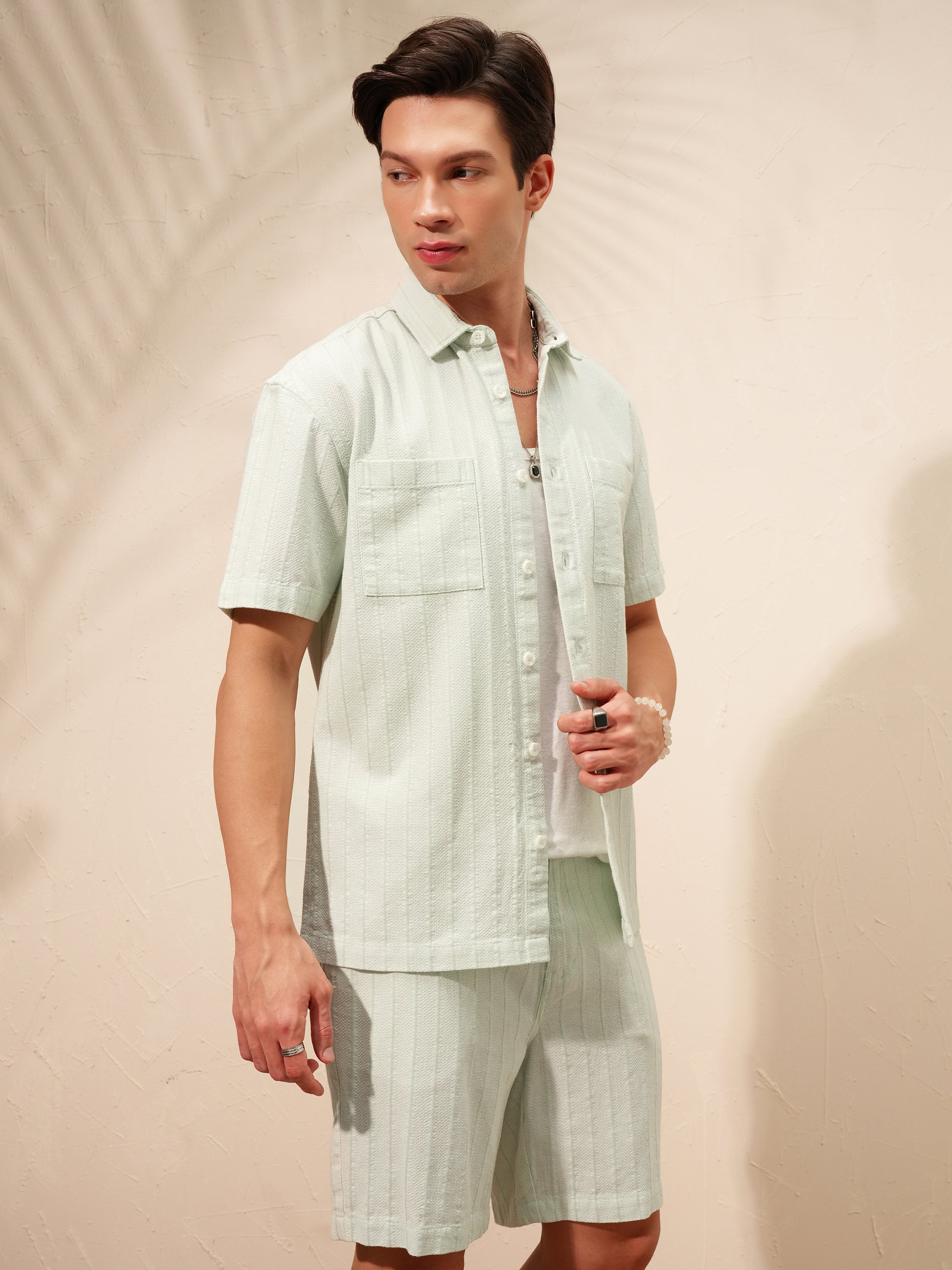 Highlander Men Green Shirt With Shorts Co-Ords - Green - Image 6