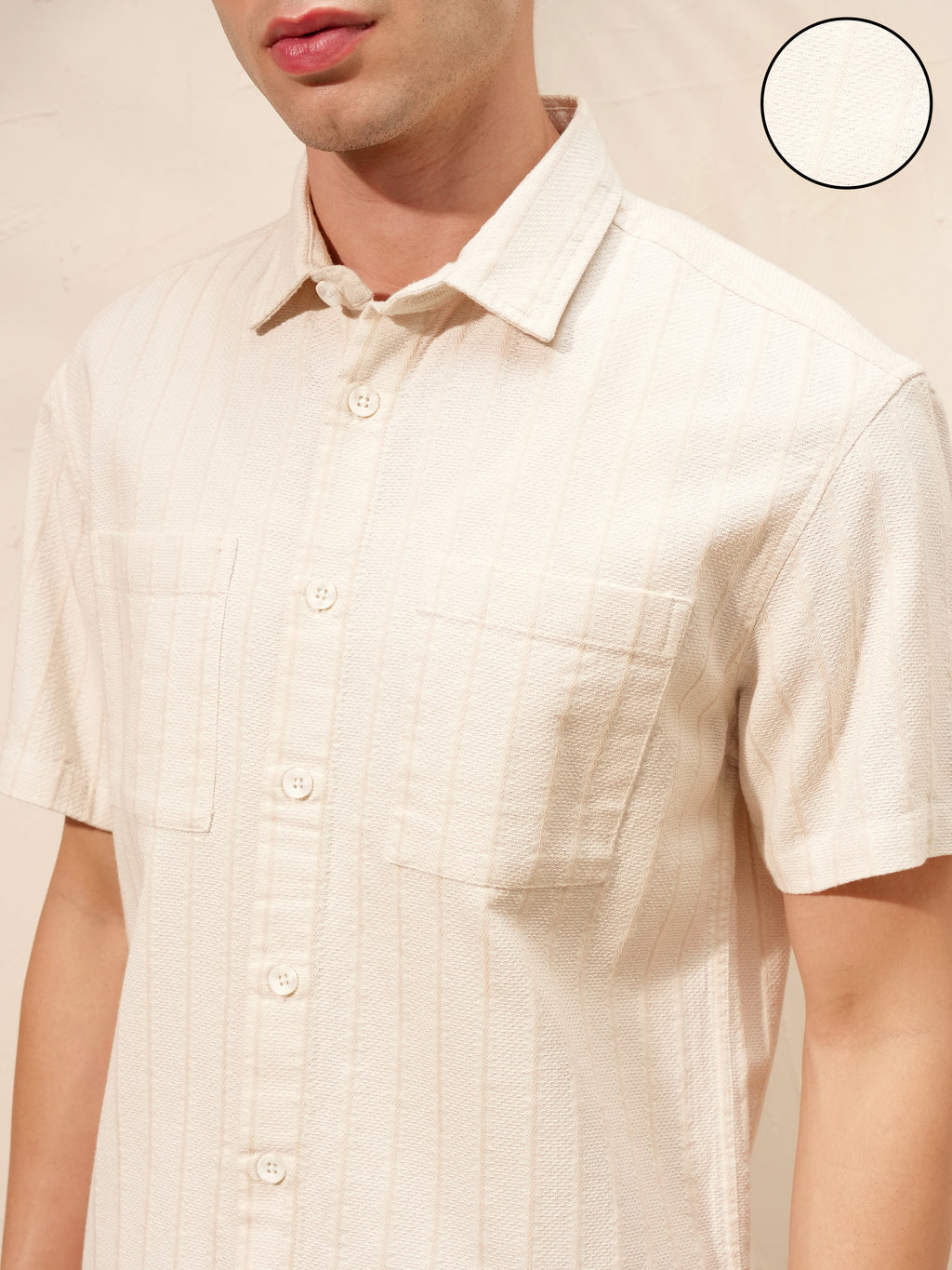 Highlander Men Beige Shirt With Shorts Co-Ords - Beige - Image 5