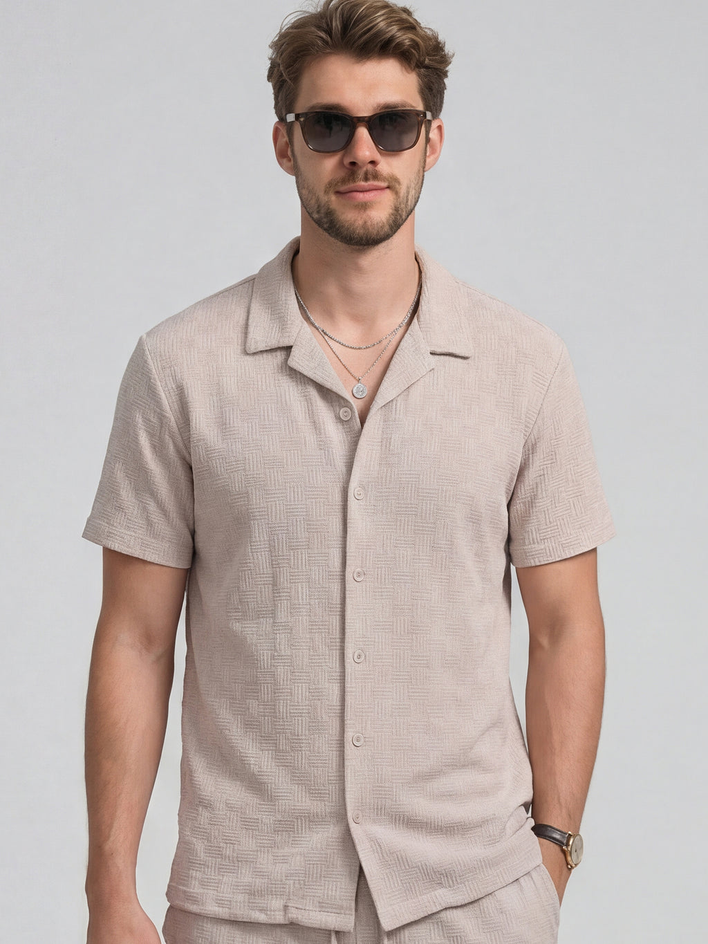Highlander Men Lavender Shirt With Shorts Co-Ords - Lavender - Image 1
