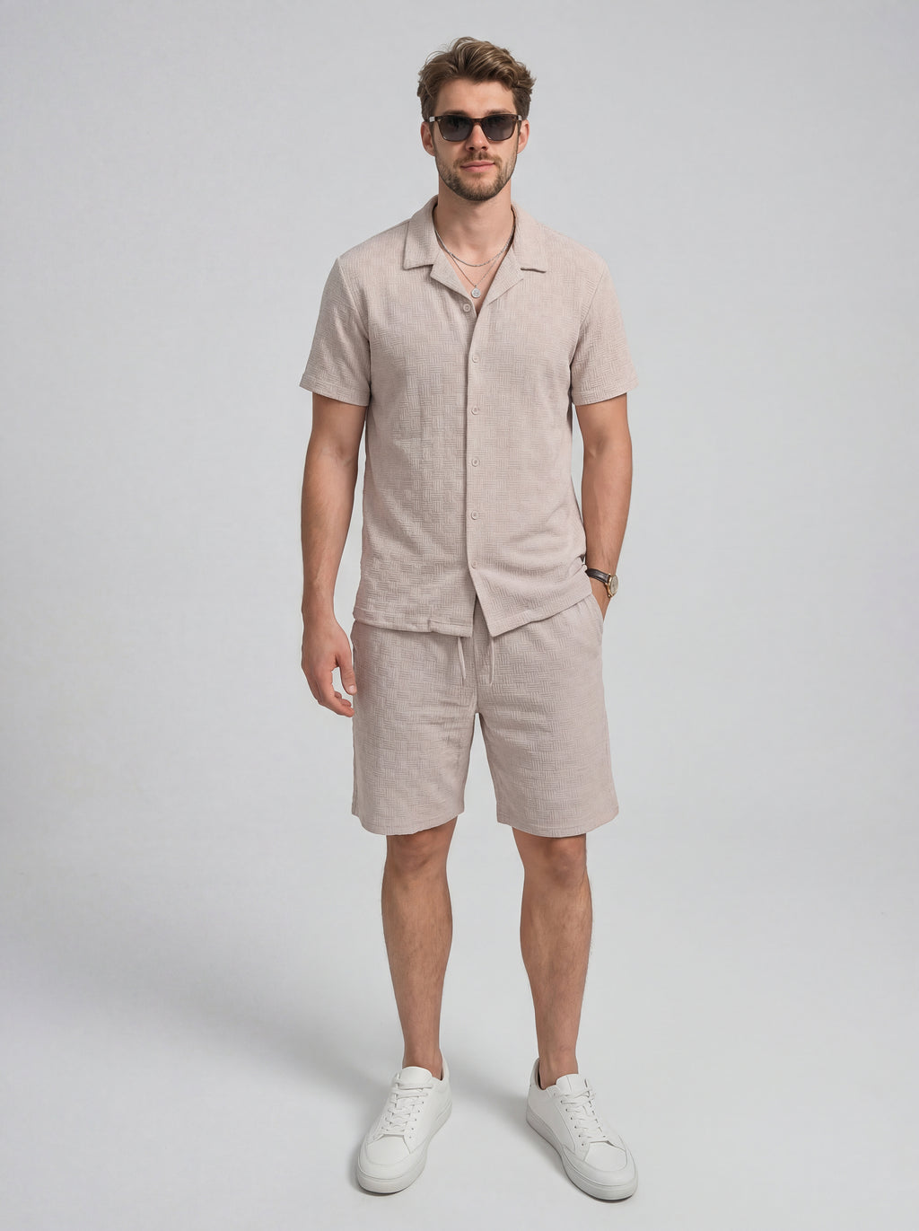 Highlander Men Lavender Shirt With Shorts Co-Ords - Lavender - Image 2