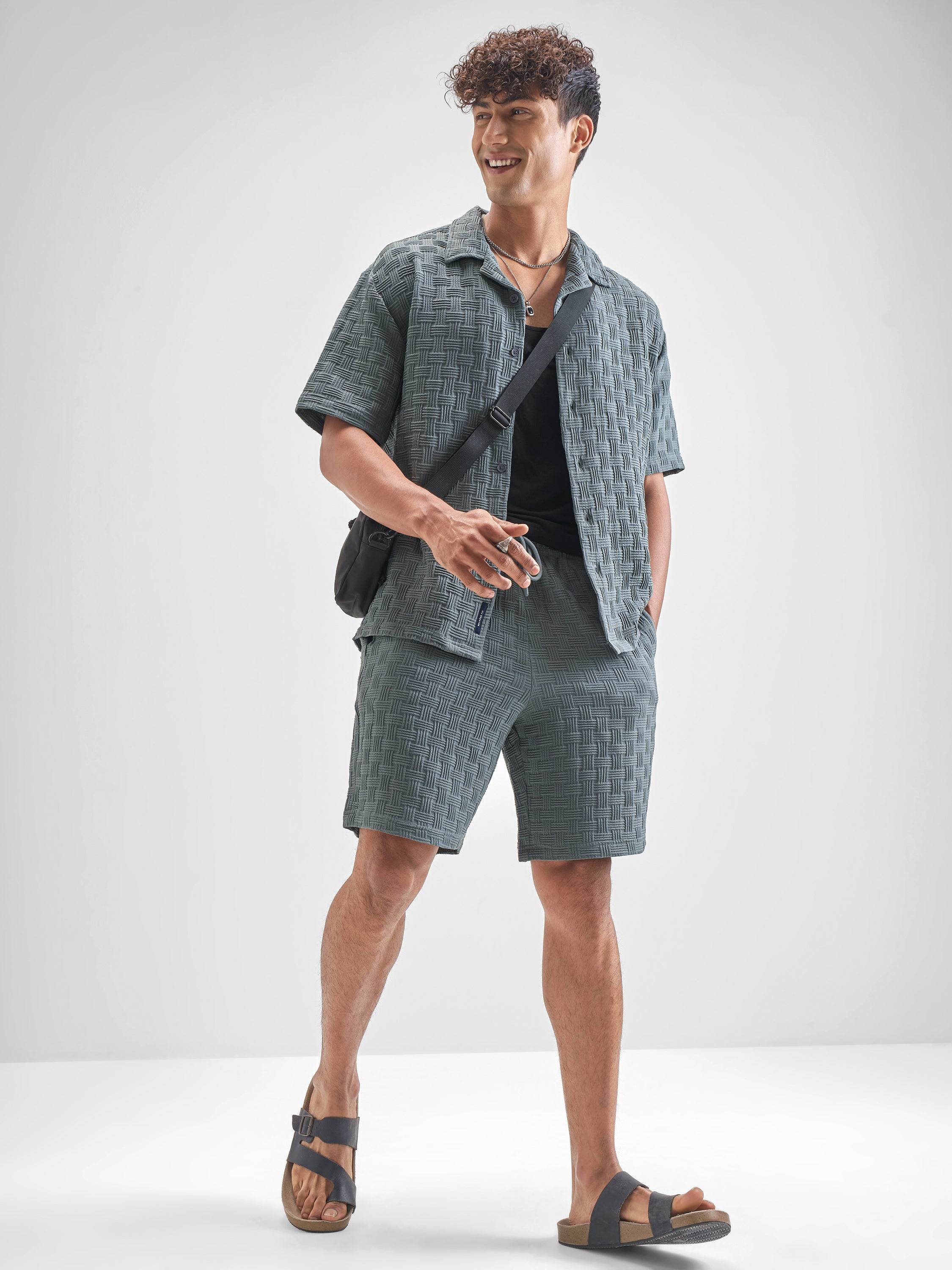 Highlander Men Olive Shirt With Shorts Co-Ords - Olive - Image 2