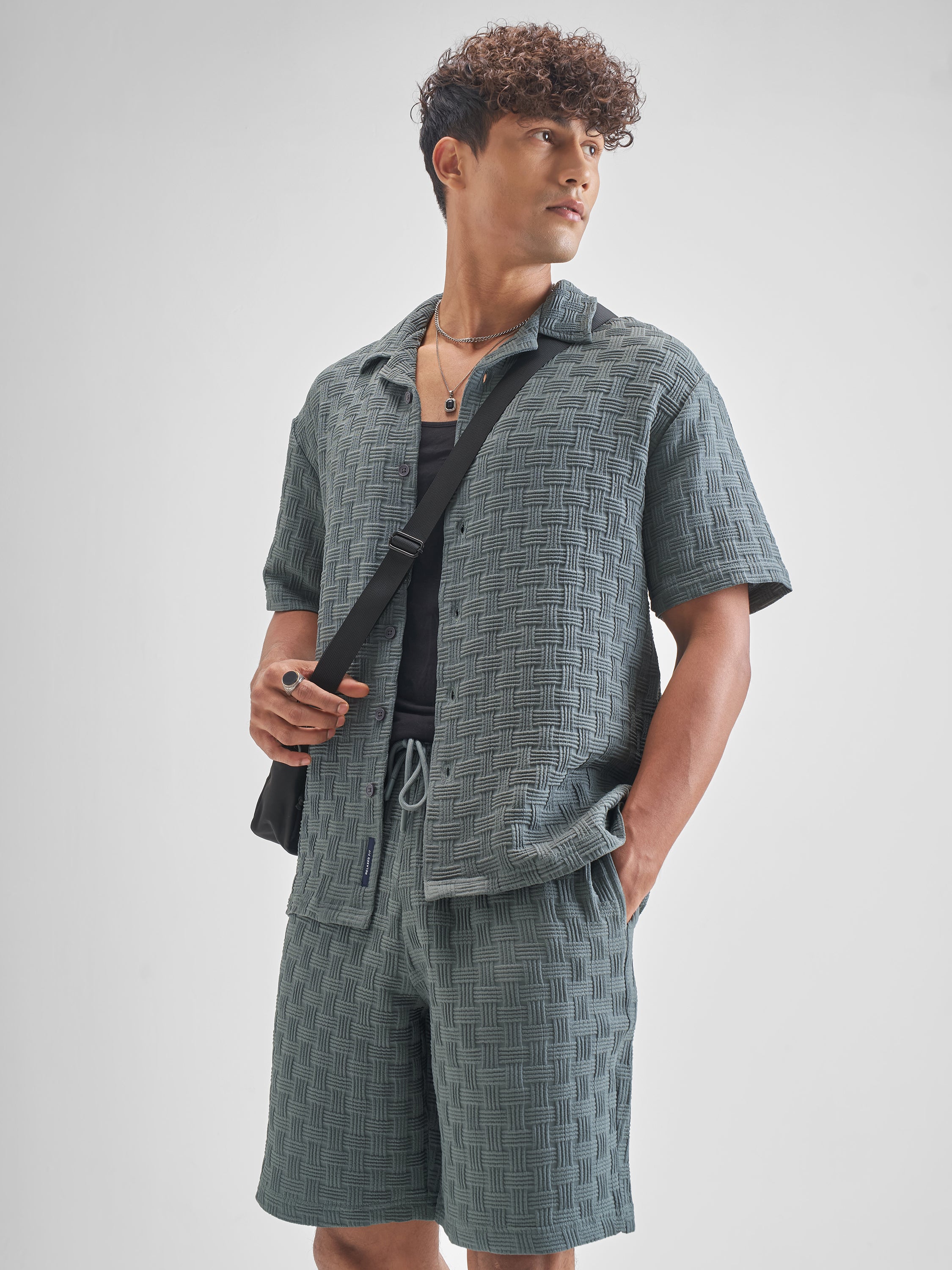 Highlander Men Olive Shirt With Shorts Co-Ords - Olive - Image 4