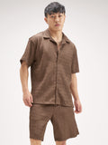 Highlander Men Brown Shirt And Shorts Co-Ords - Brown - Image 1