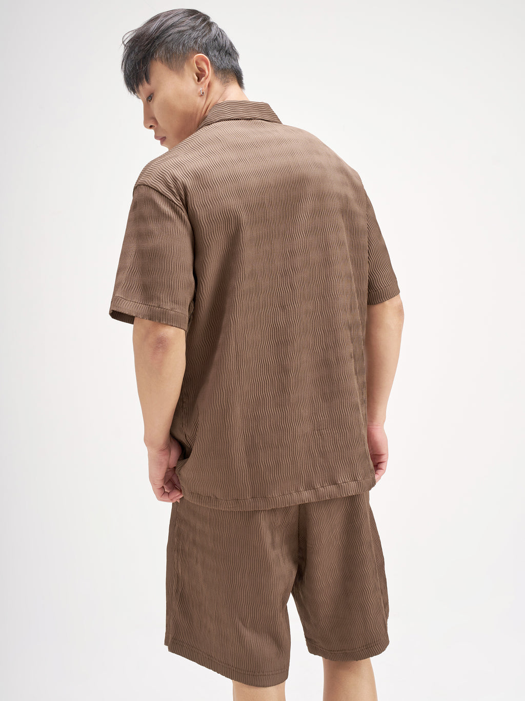 Highlander Men Brown Shirt And Shorts Co-Ords - Brown - Image 3