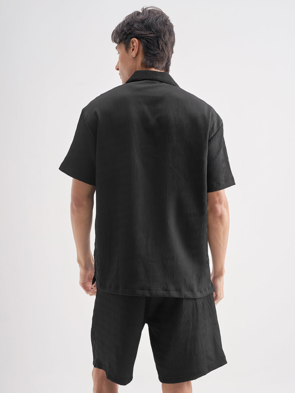 Highlander Men Black Shirt With Shorts Co-Ords - Black - Image 3