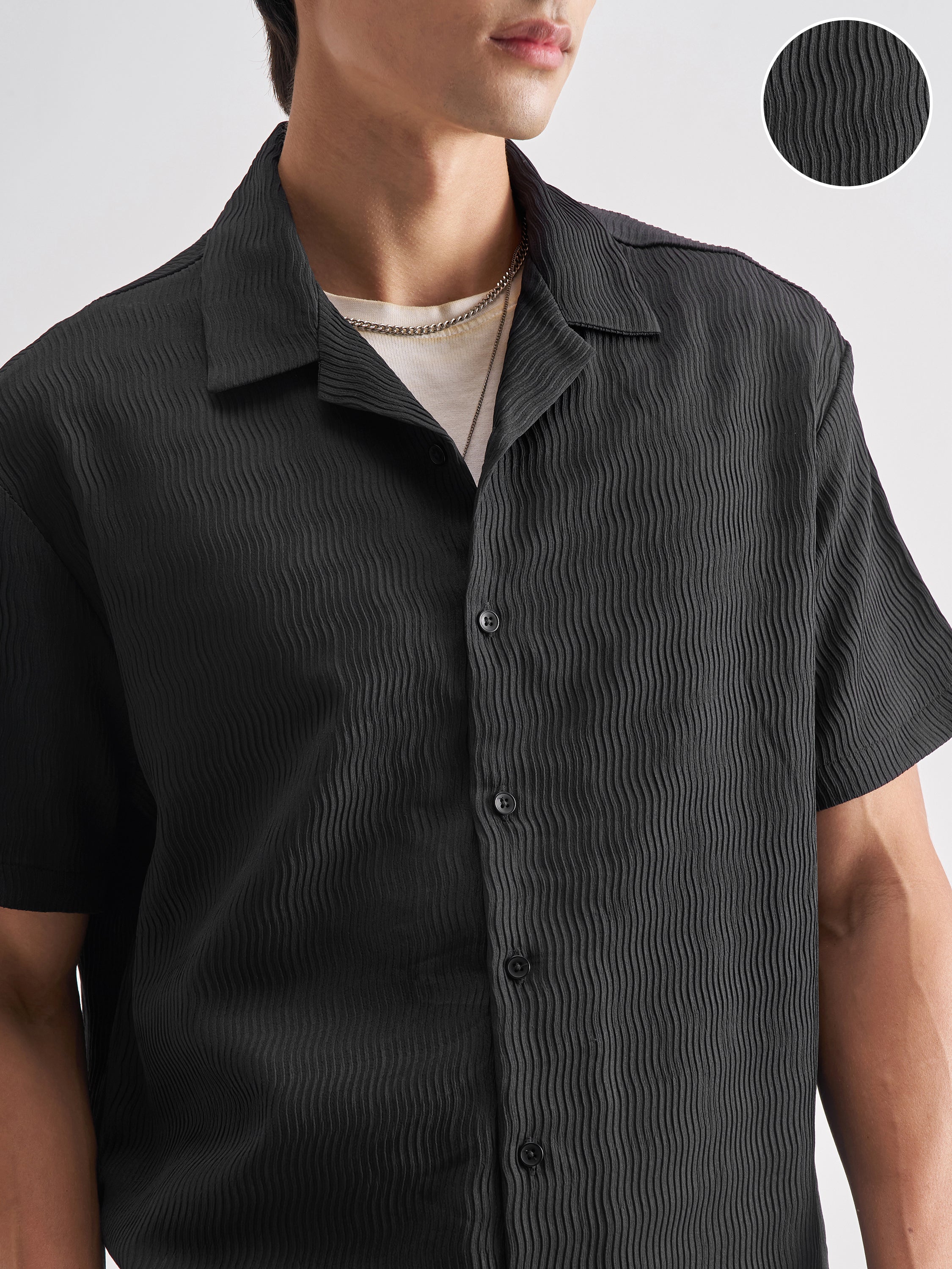 Highlander Men Black Shirt With Shorts Co-Ords - Black - Image 5