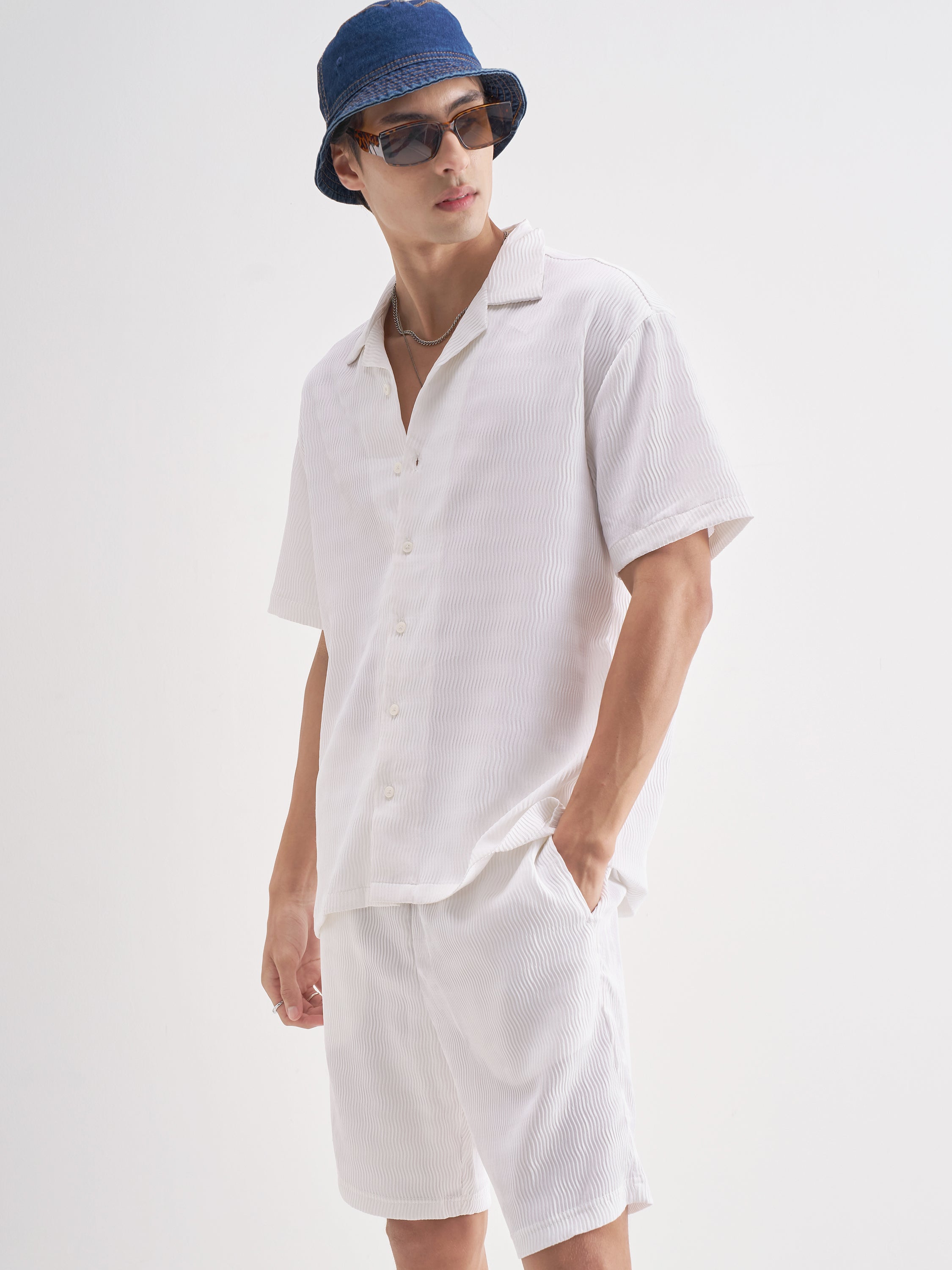 Highlander Men White Shirt With Shorts Co-Ords - White - Image 1