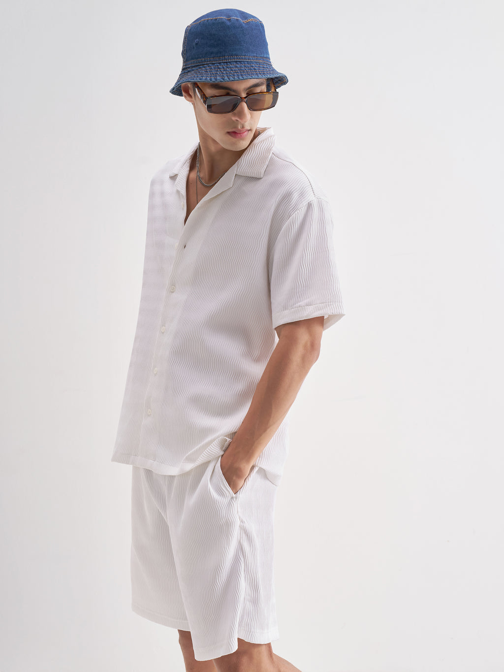 Highlander Men White Shirt With Shorts Co-Ords - White - Image 4