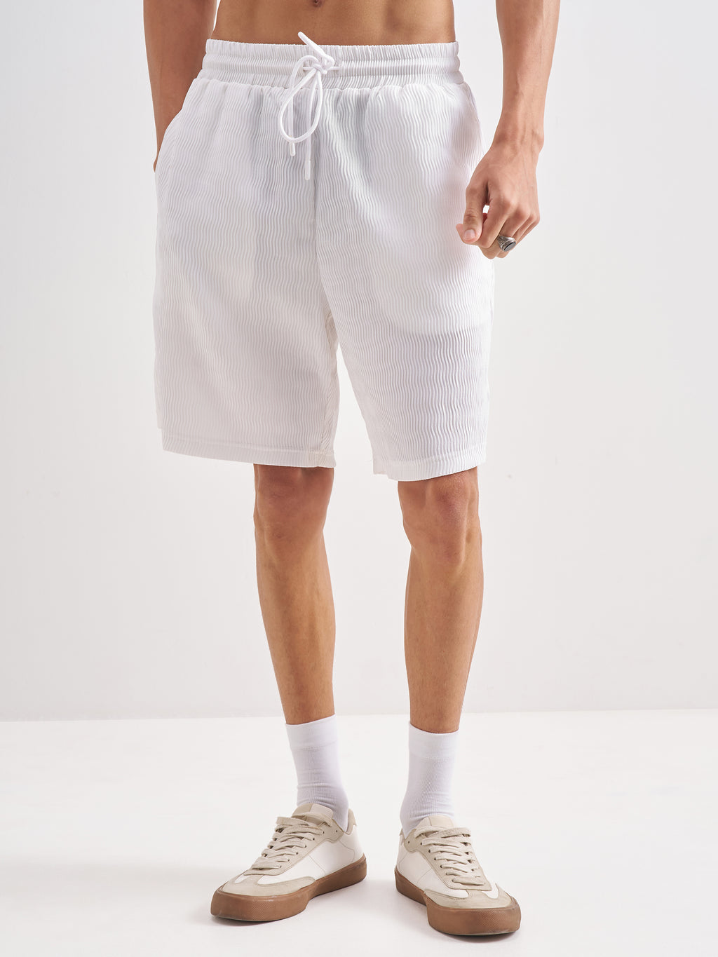 Highlander Men White Shirt With Shorts Co-Ords - White - Image 8