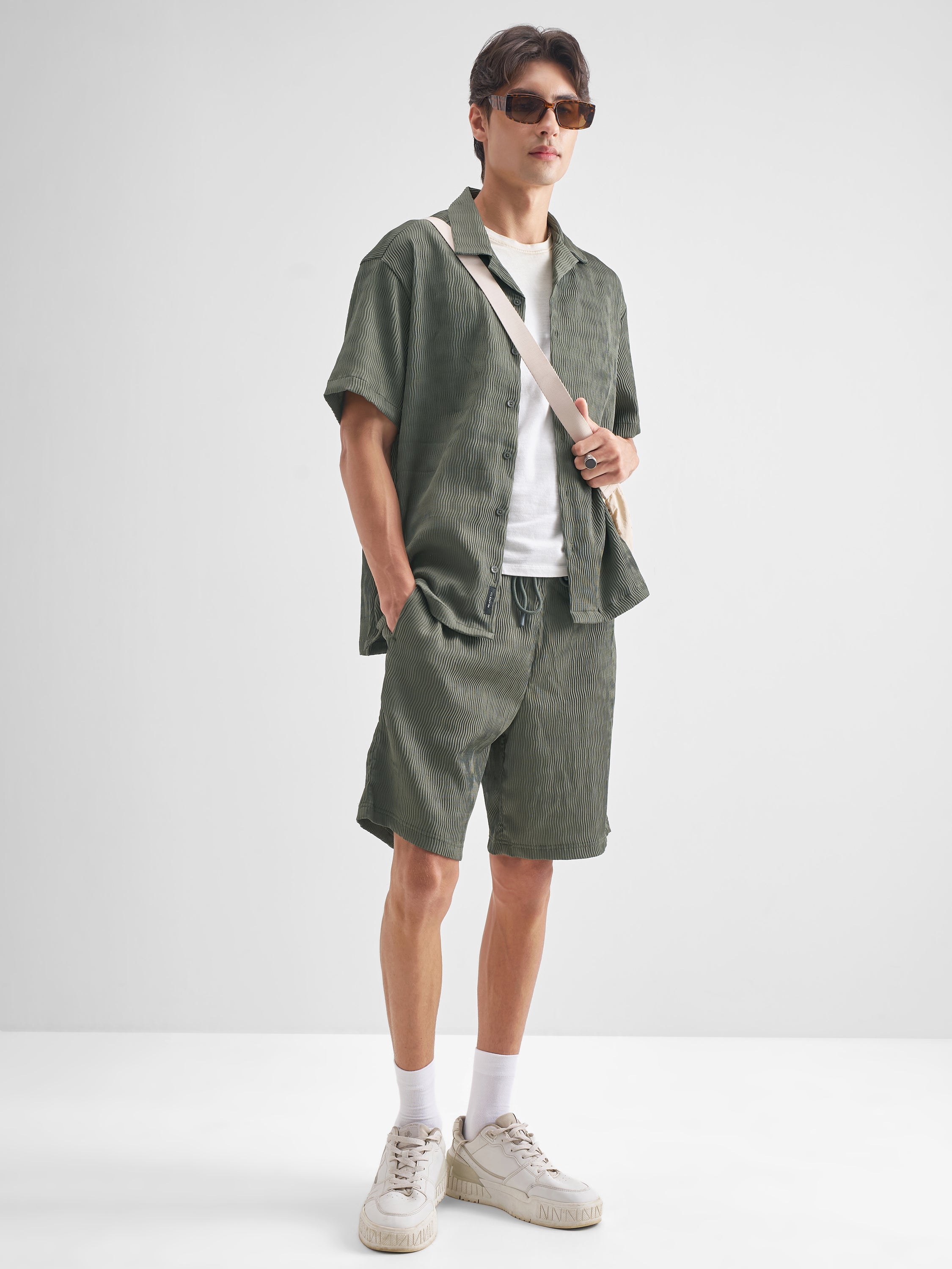 Highlander Men Olive Shirt With Shorts Co-Ords - Olive - Image 2