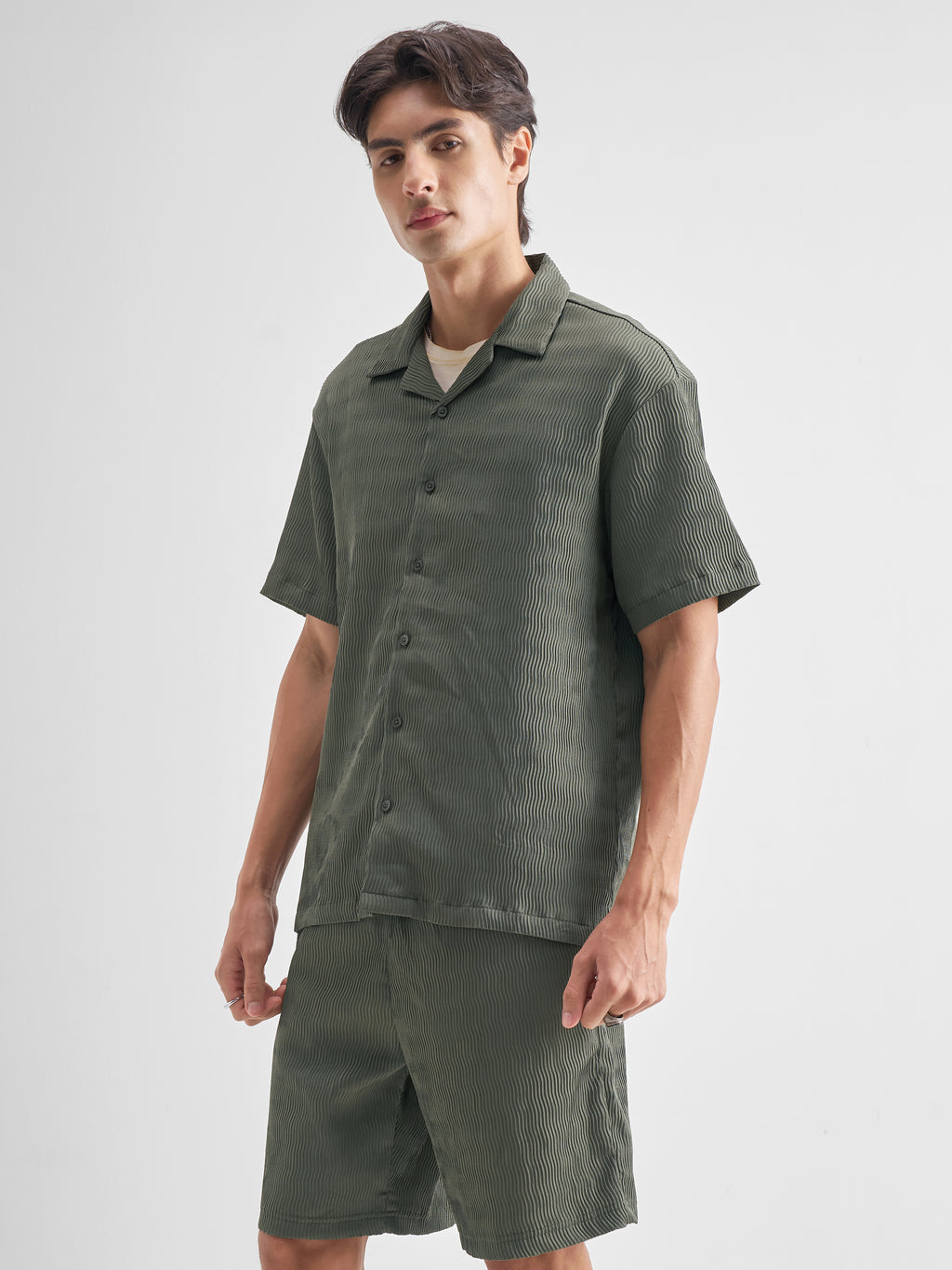 Highlander Men Olive Shirt With Shorts Co-Ords - Olive - Image 4