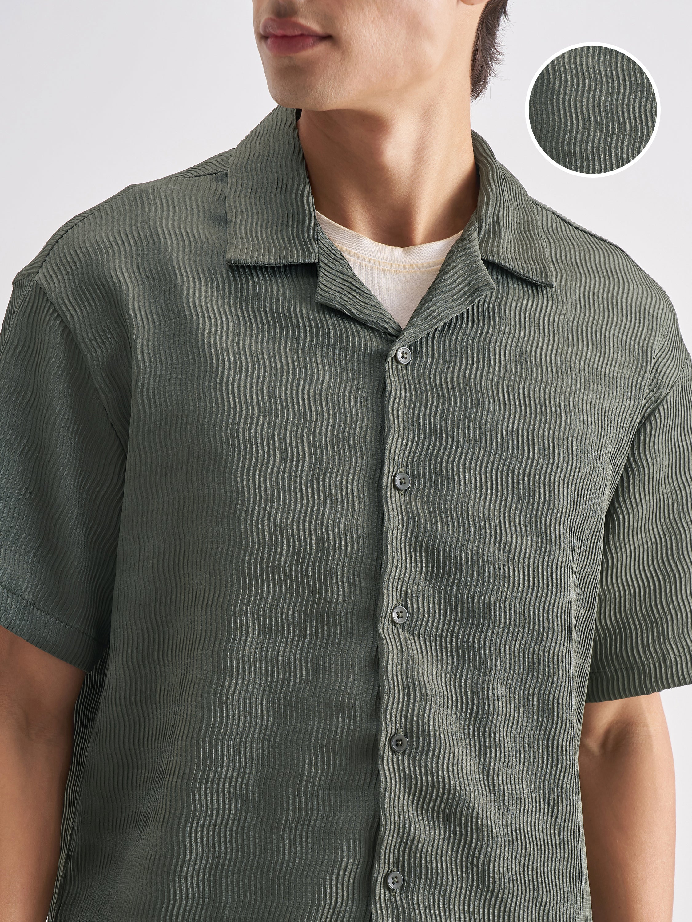 Highlander Men Olive Shirt With Shorts Co-Ords - Olive - Image 5