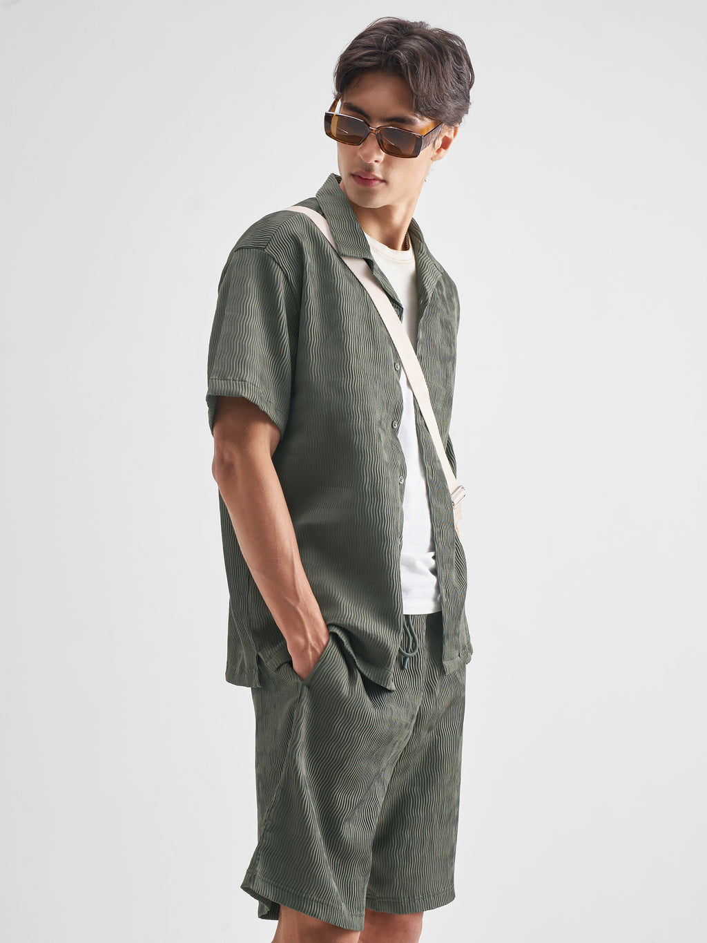 Highlander Men Olive Shirt With Shorts Co-Ords - Olive - Image 6