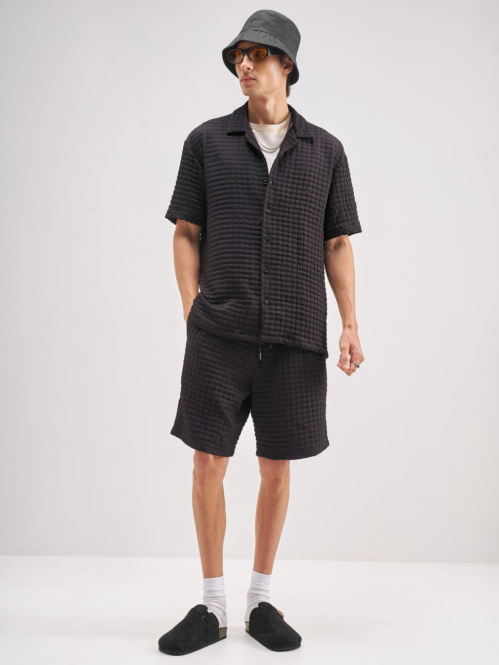 Highlander Men Black Shirt With Shorts Co-Ords - Black - Image 2
