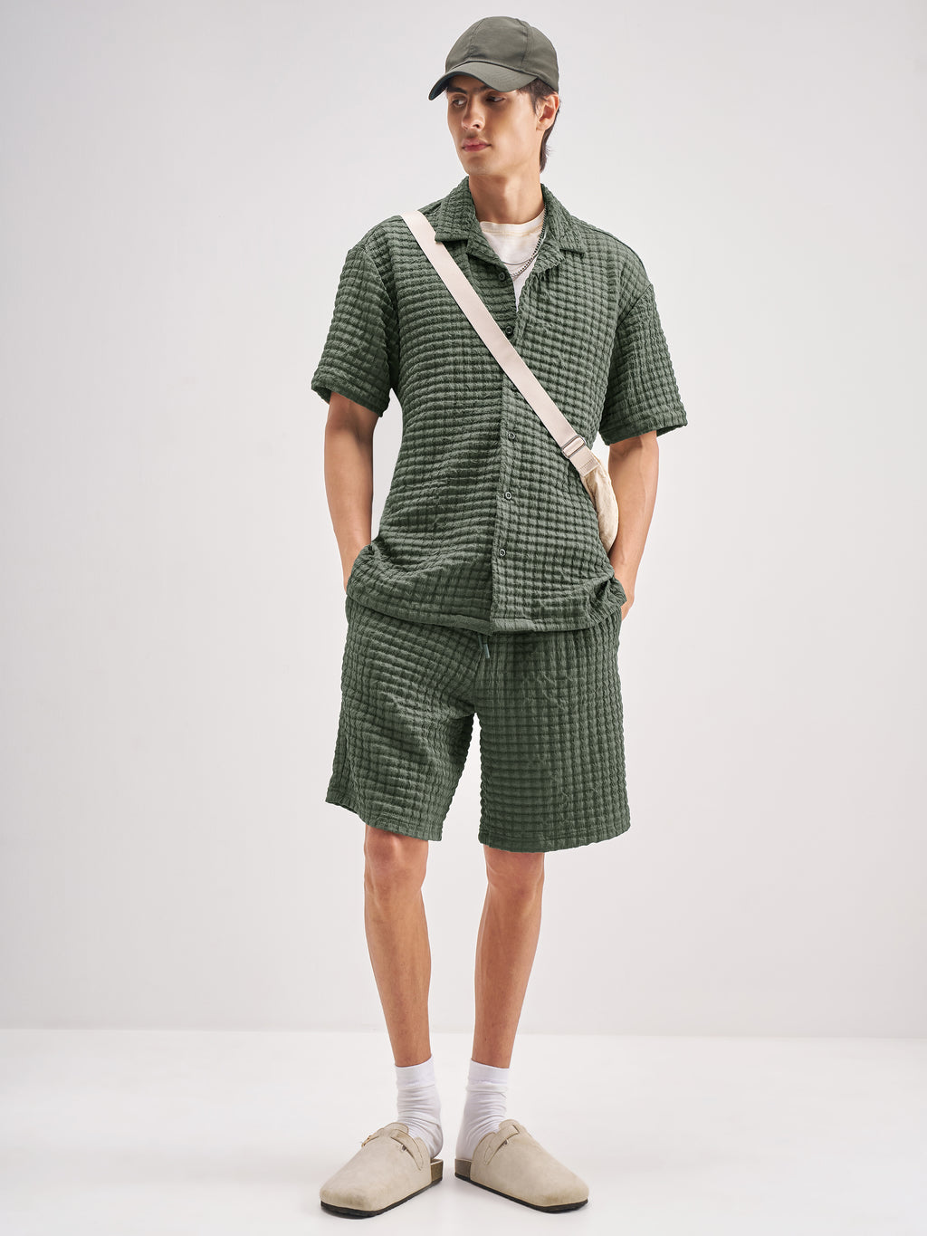 Highlander Men Olive Shirt With Shorts Co-Ords - Olive - Image 2